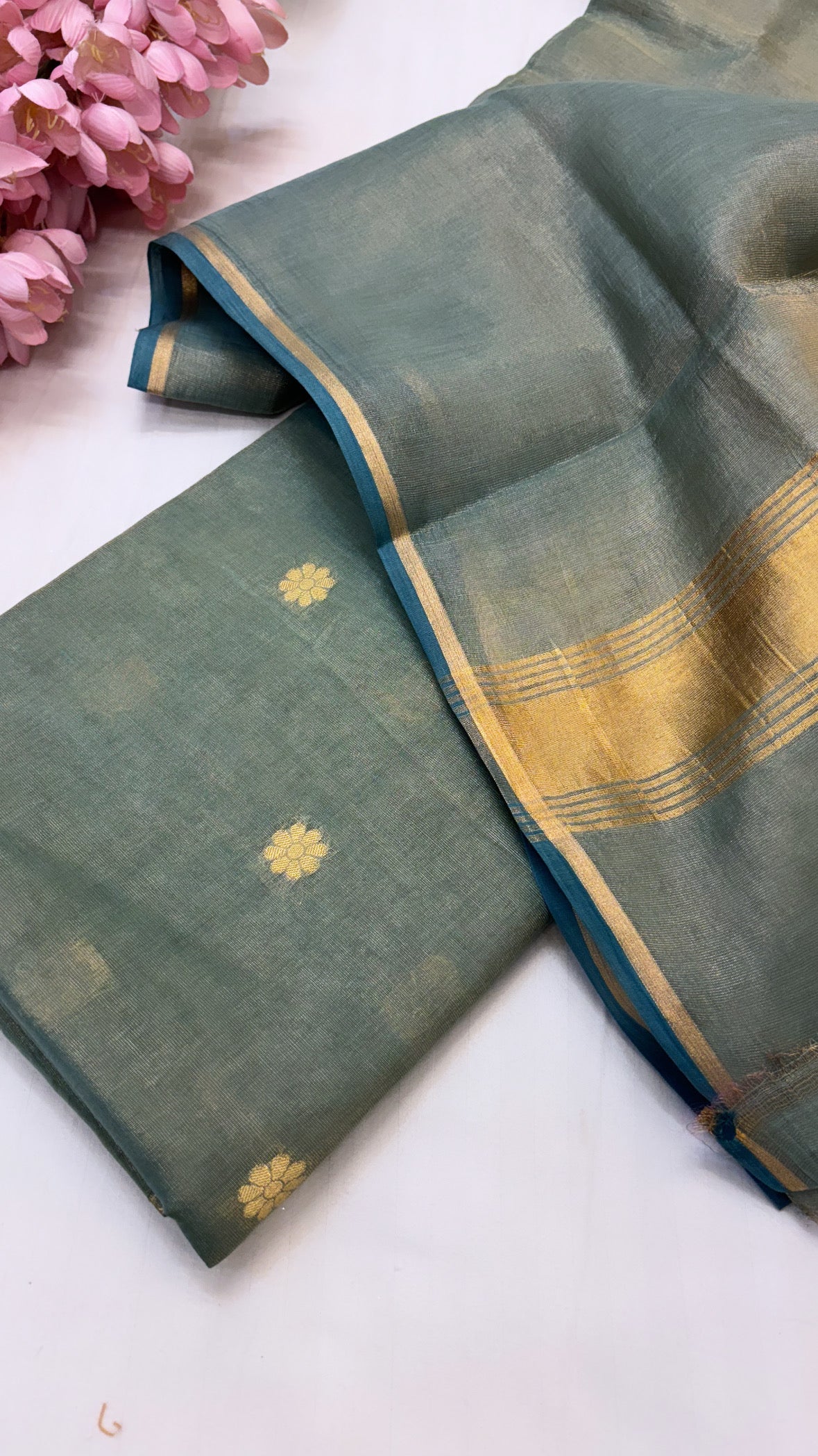 Gul-bahar teal mul tissue suit set