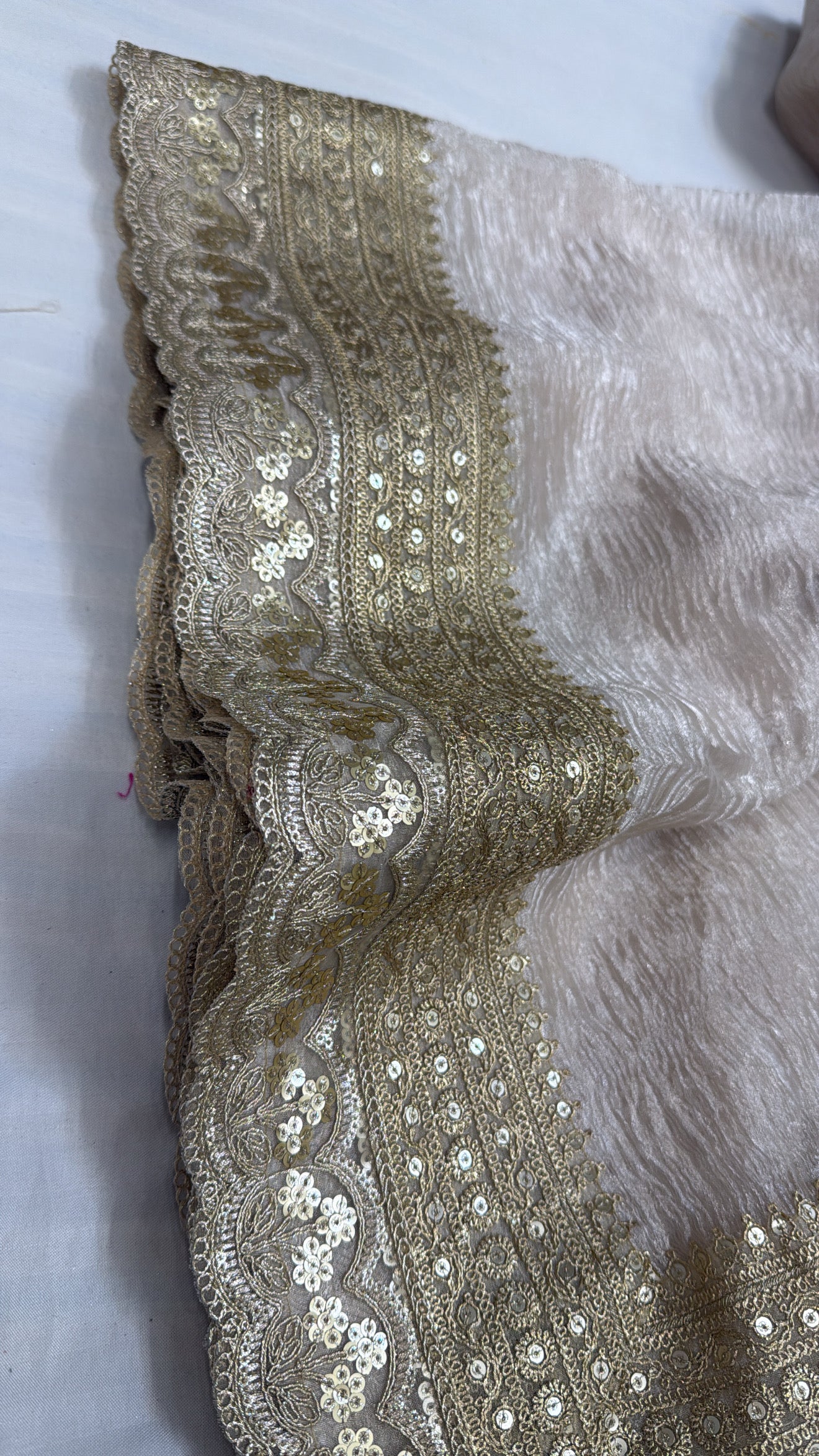 “Madhuri dixit” inspired — Diamond tissue silk half crushed gotapatti saree