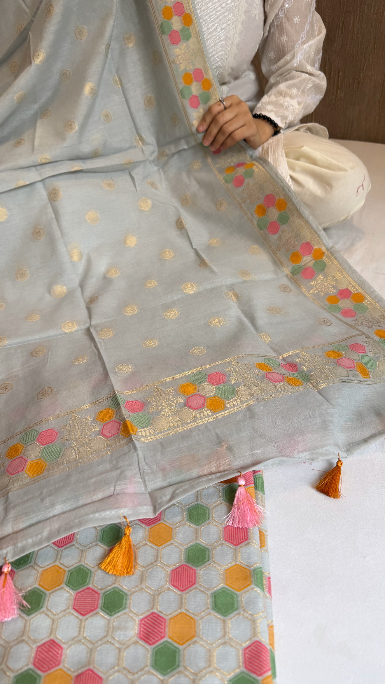 Banarasi cotton resham meenakari suit set