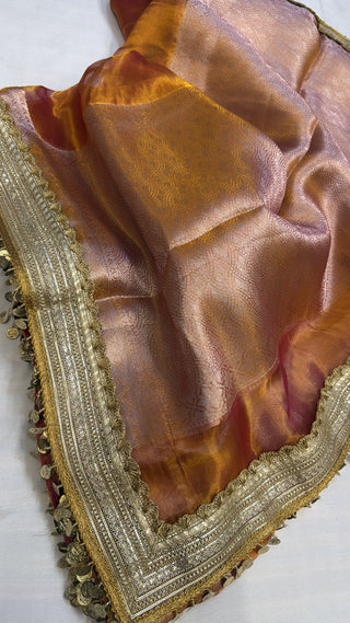 Maharani kanjivaram orange tissue silk saree
