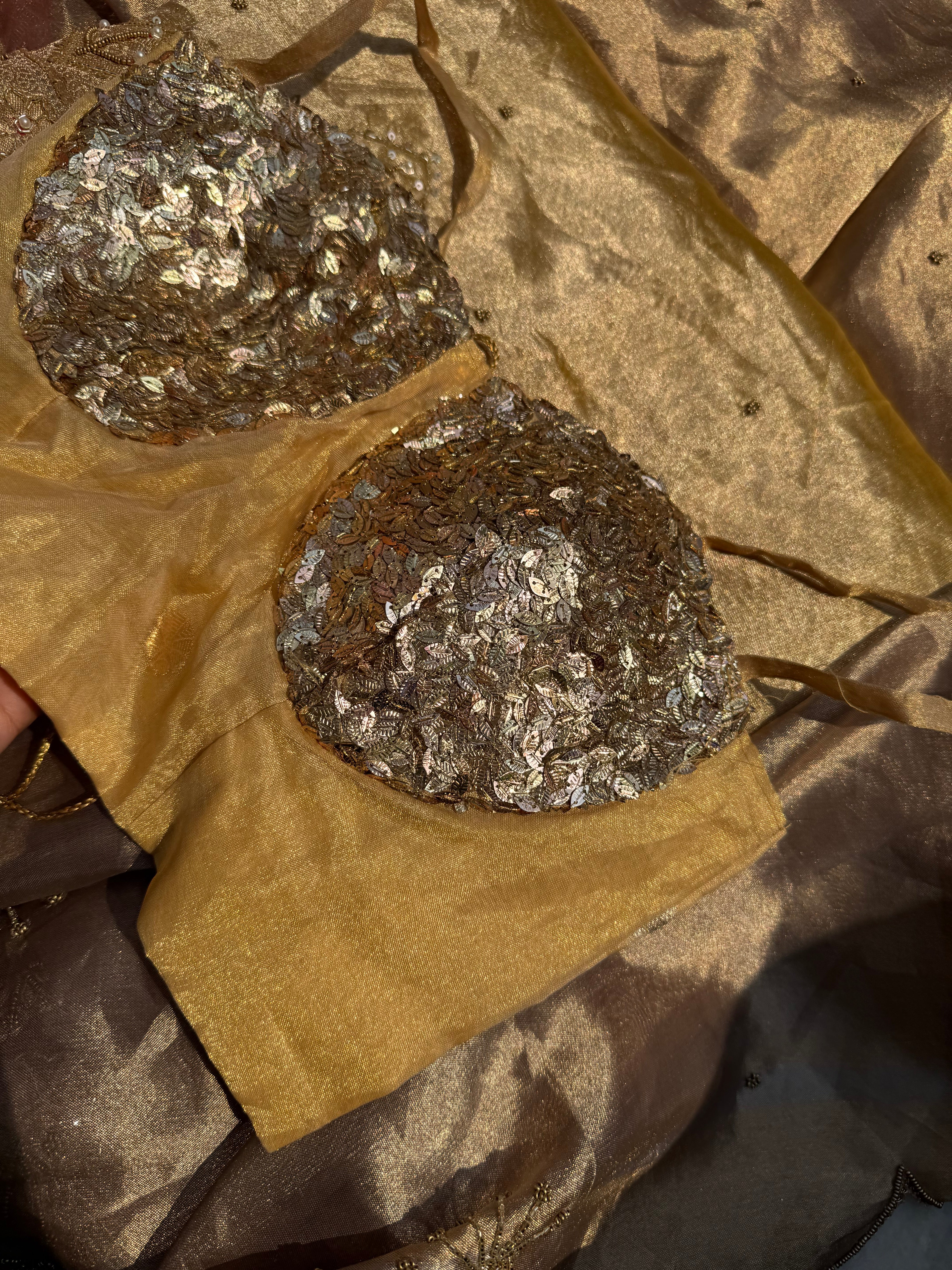 Golden sequence free size blouse piece