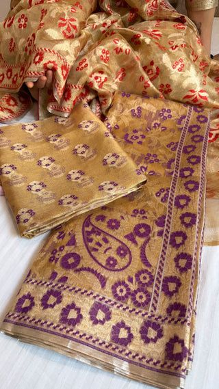 Iktara tissue silk purple meenakari tissue silk jamdani kadhwa suit set