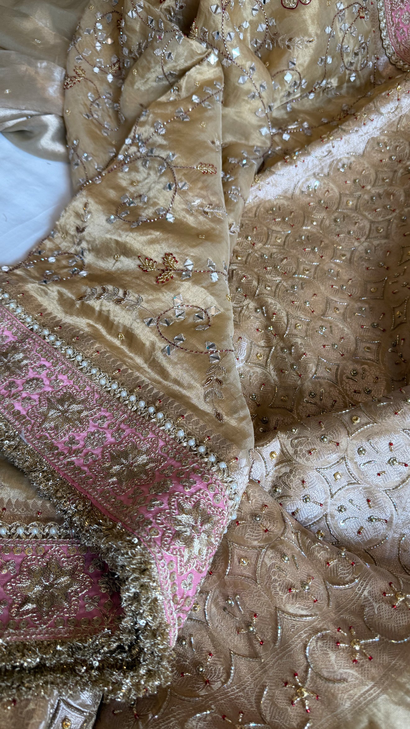 Kutchi inspired “sheesham edit” mirror work meenakari hand embroidered saree