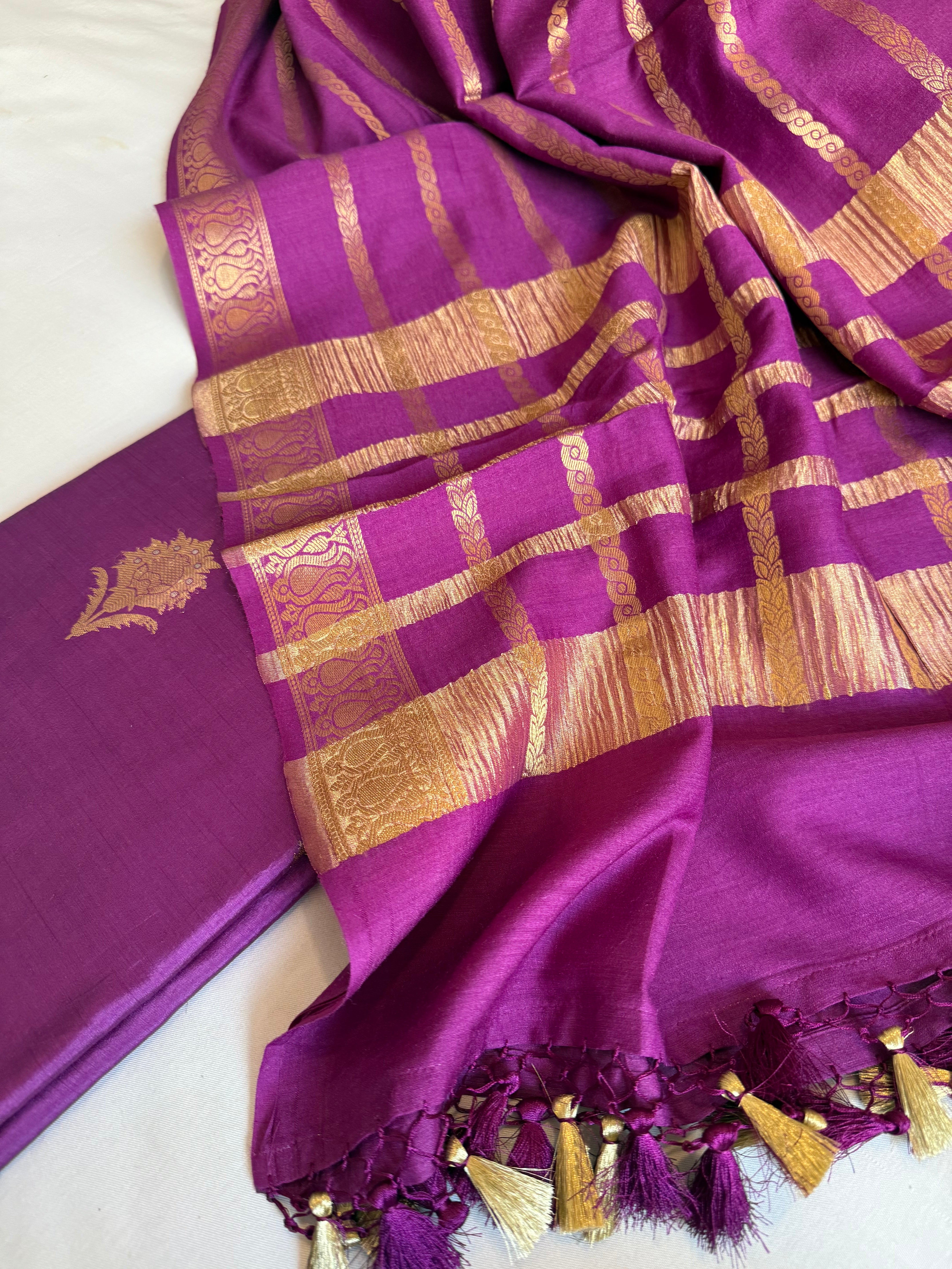 Chiniya silk purple kadhwa buti suit set