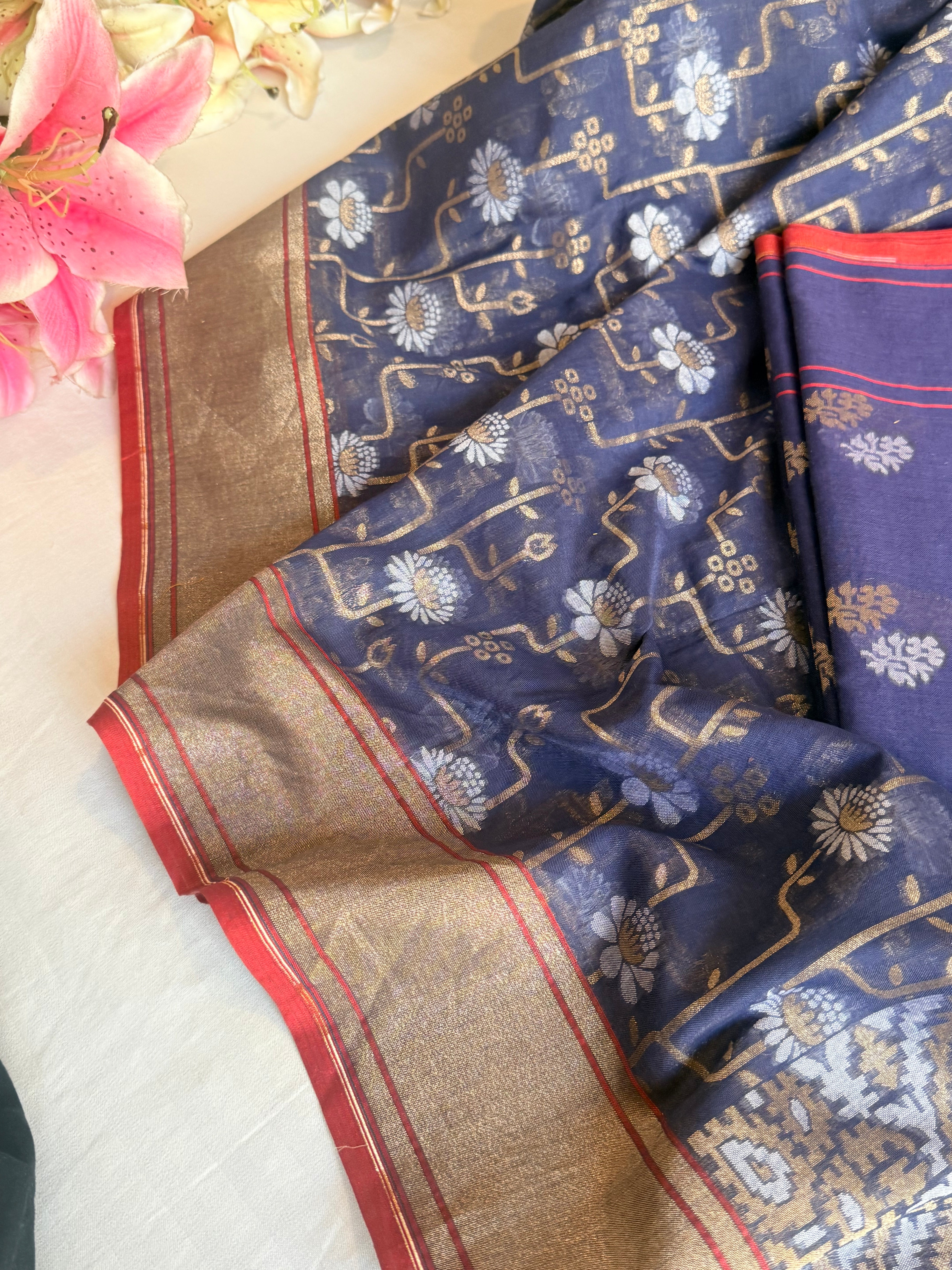 Iktara jamdani kadhwa sona rupa weaving banarasi mul cotton suit set
