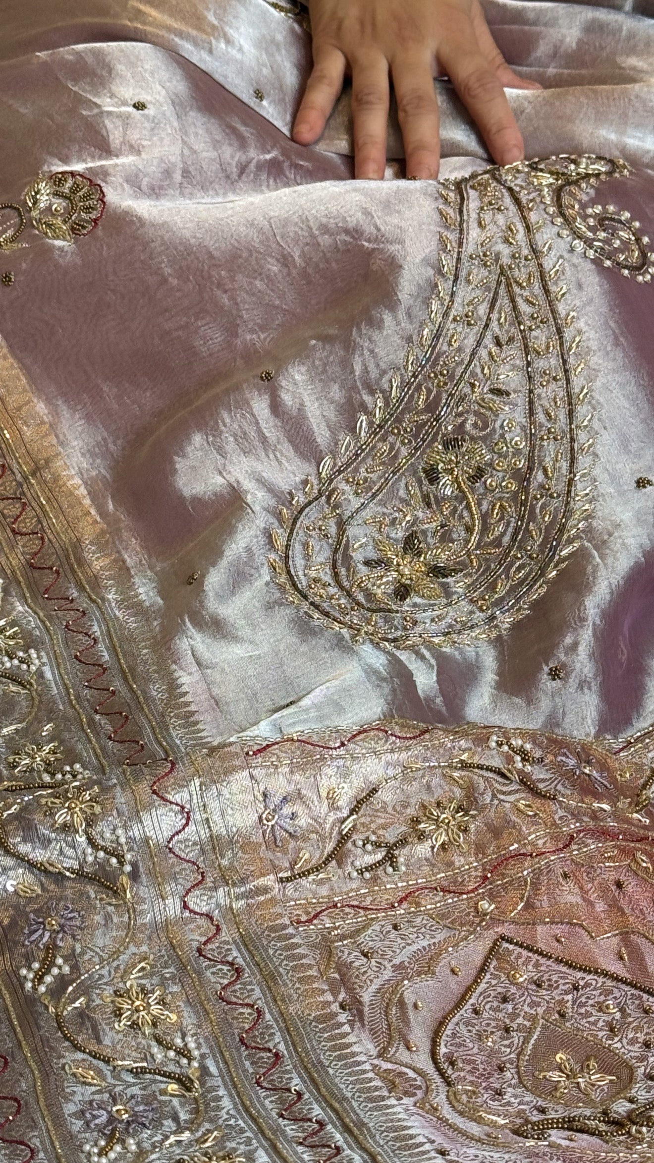 Dulhan ka gehna - Banarasi border zardozi border blush pink kadhwa hand embroidered saree