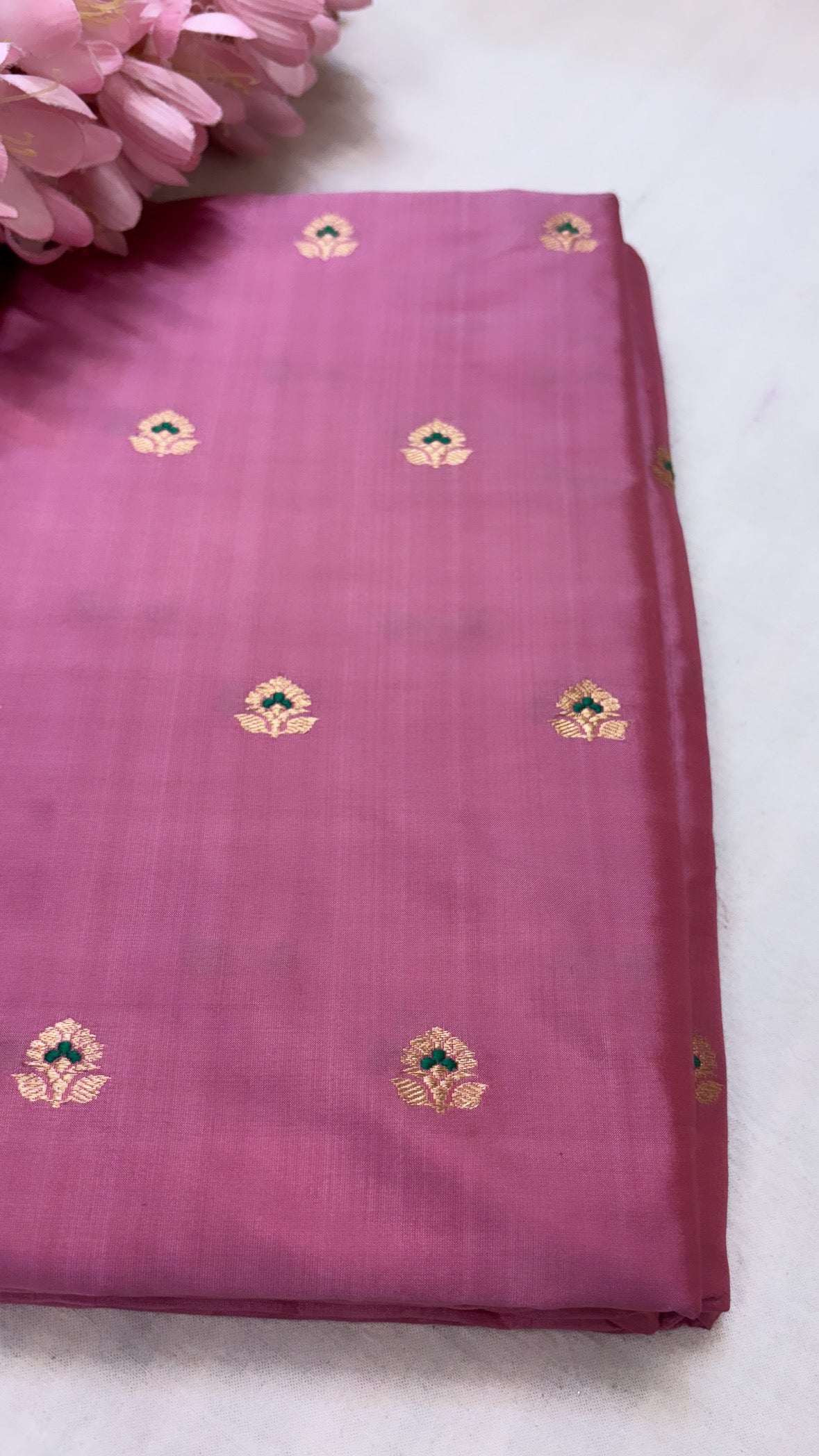 Onion pink katan silk meenedar fabric