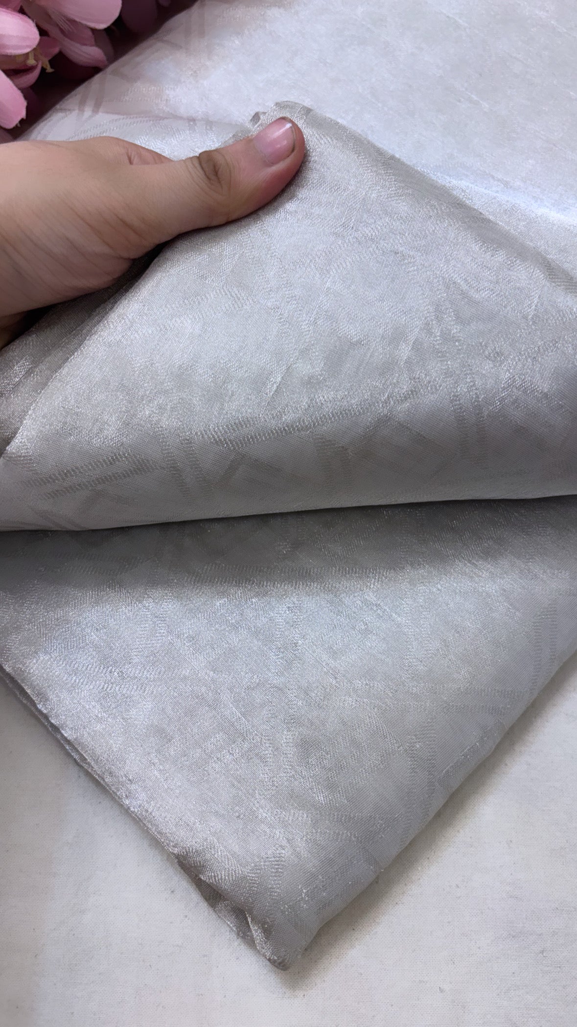 Silver tissue tanchoi silk dyeable fabric