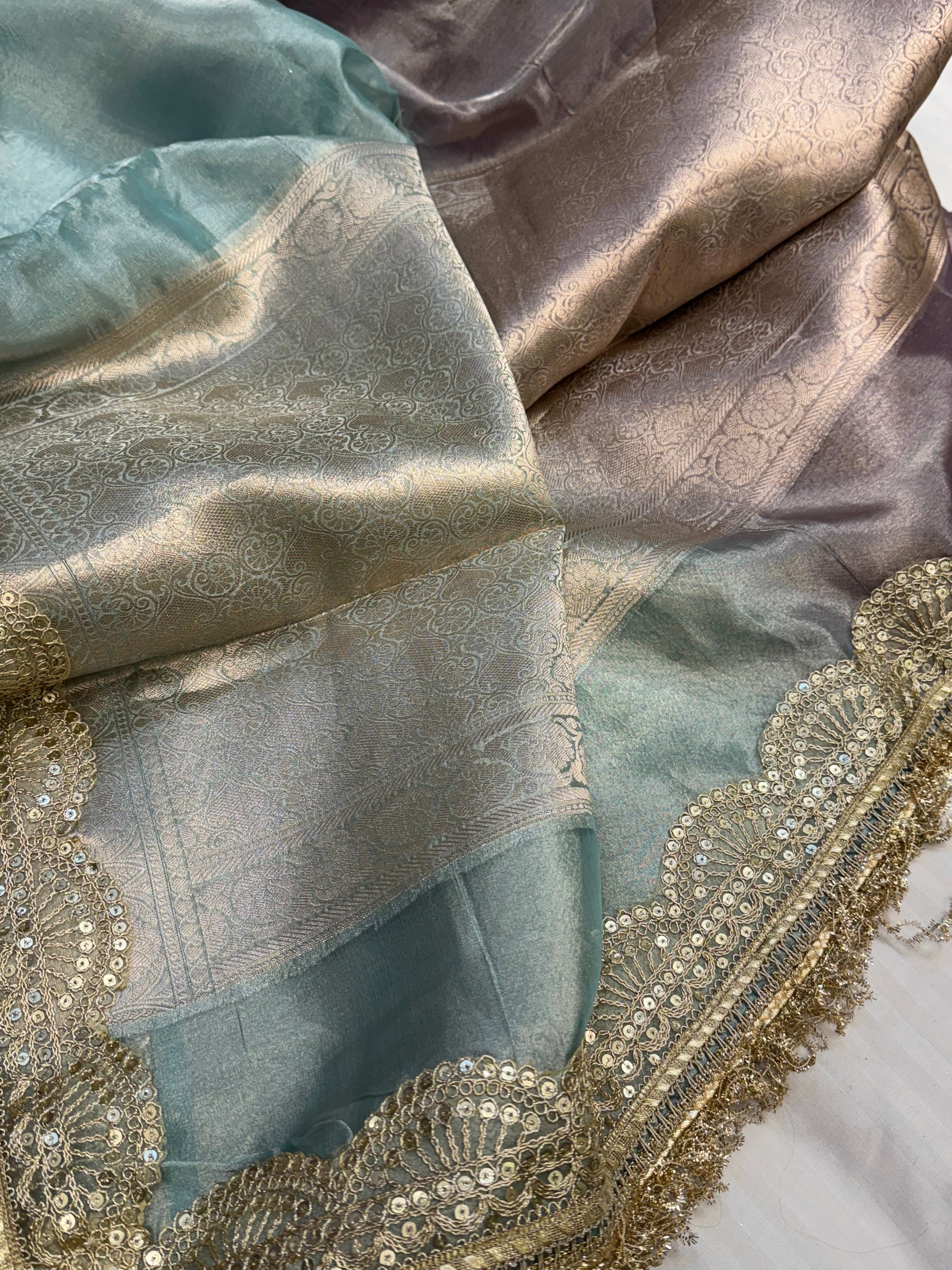 Maharani rang birangi tissue silk shaded multicoloured kadhwa saree