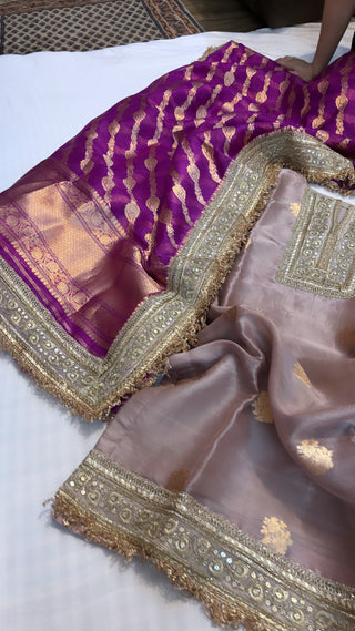 Rose gold-purple shade heeramandi suit set