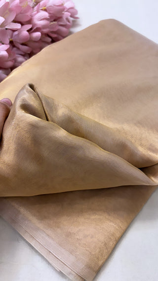 Tissue silk plain golden dyeable fabric