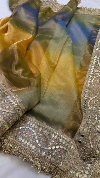 Maharani rang-birangi multicolour shaded tissue silk saree