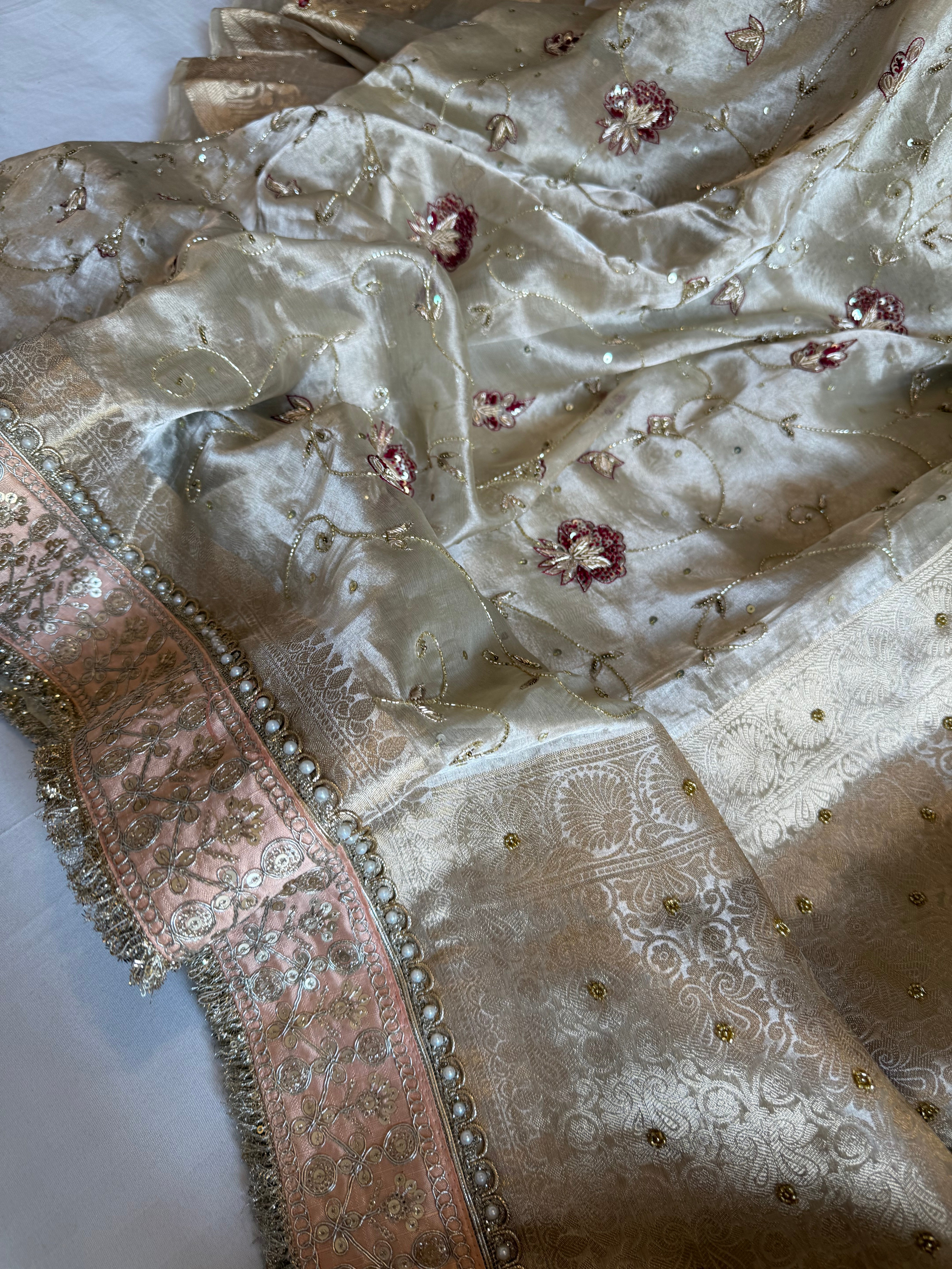 Kutchi inspired “sheesham edit” mirror work and meenakari zardozi hand embroidered sarees