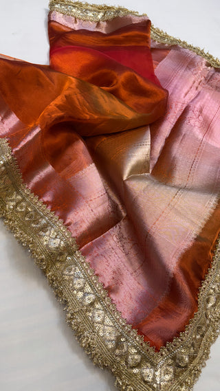 Maharani rang-birangi multicolour shaded tissue silk saree