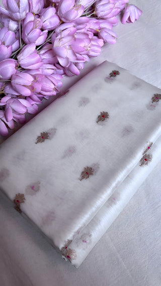 Kora silk dyeable meenedar kadhwa buti fabric