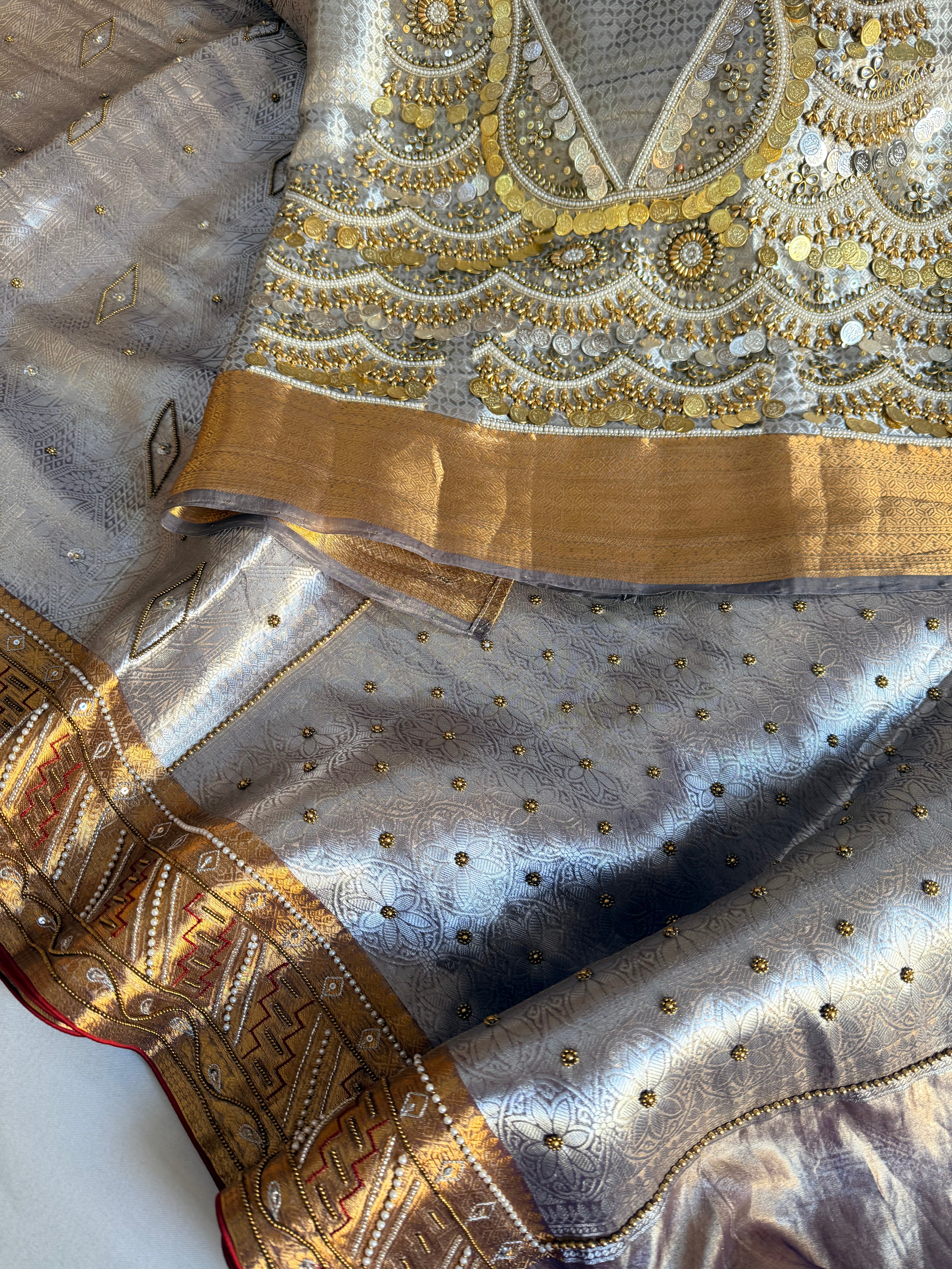 Kanjivaram brocade banarasi tissue silk sona rupa hand embroidered saree