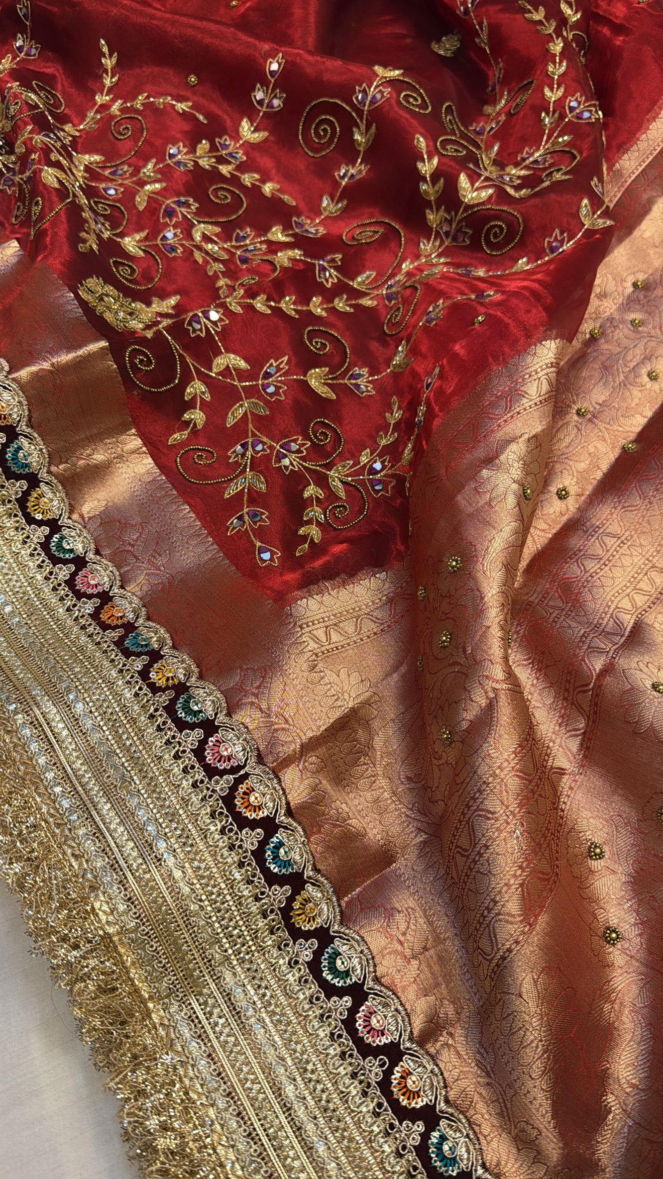 Dulhan ki maa wali sarees - Husn tissue silk hand embroidered kadhwa saree
