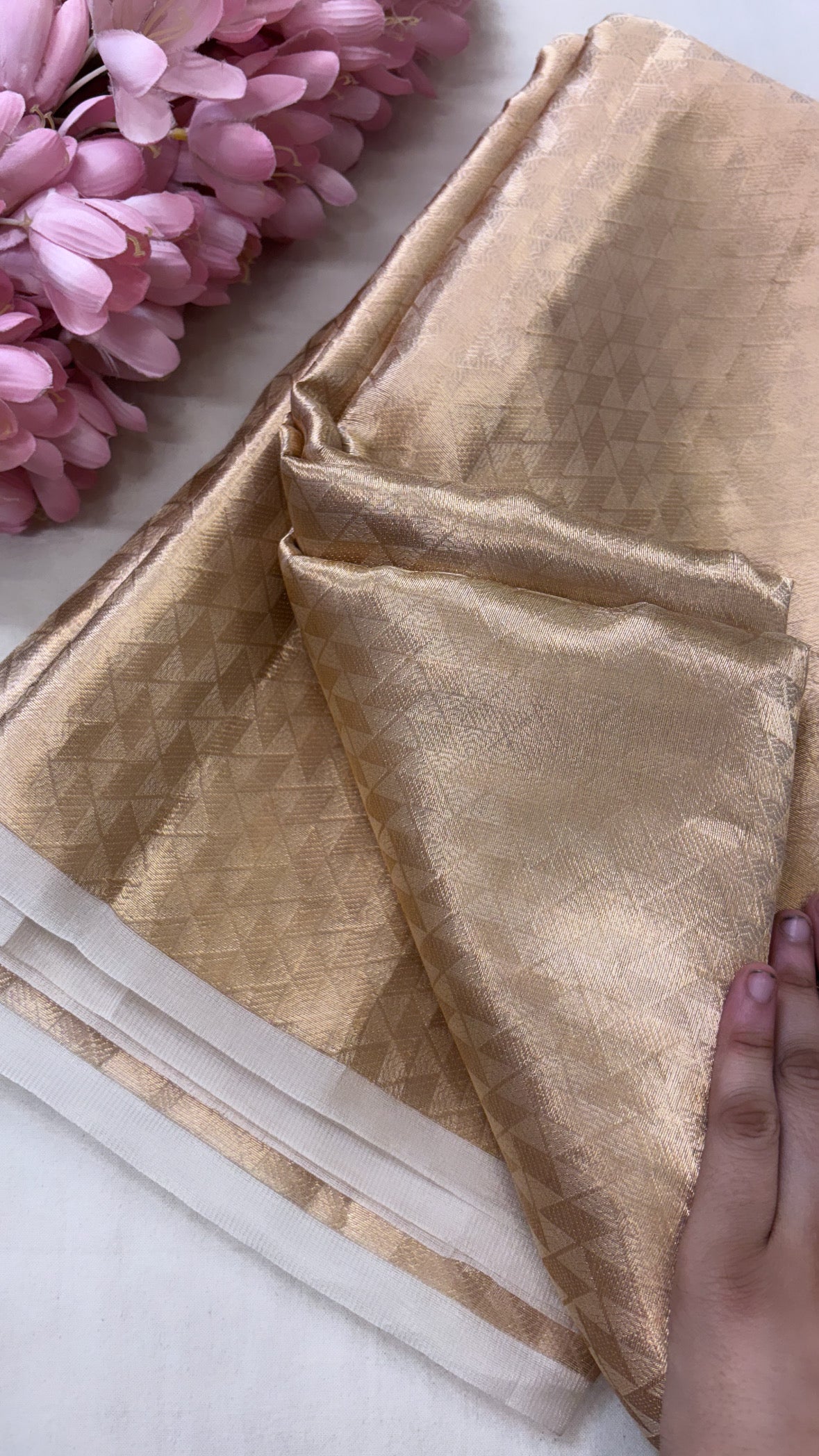 Tissue silk kadhwa brocade dyeable golden zari fabric