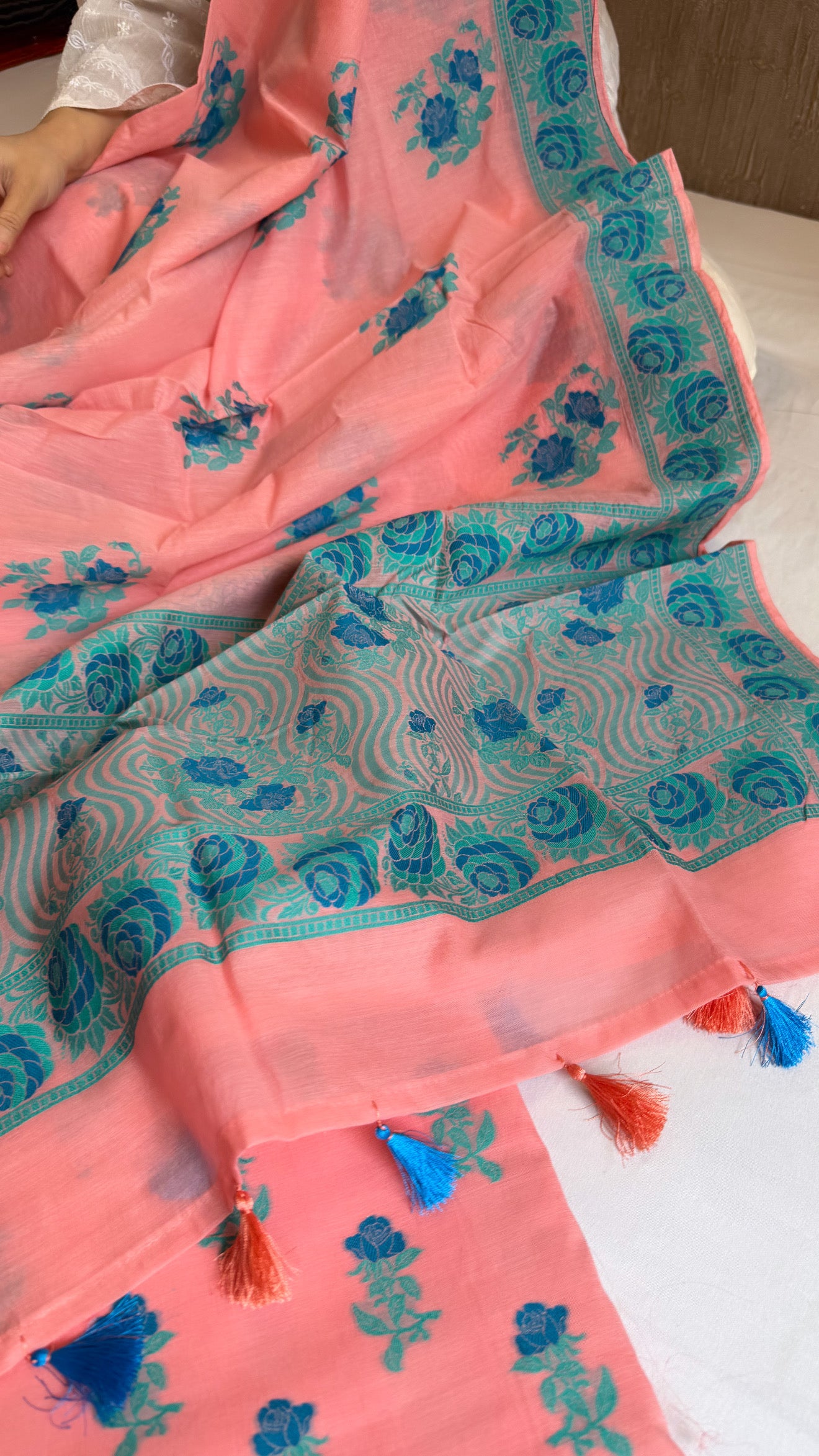 Banarasi cotton resham meenakari suit set