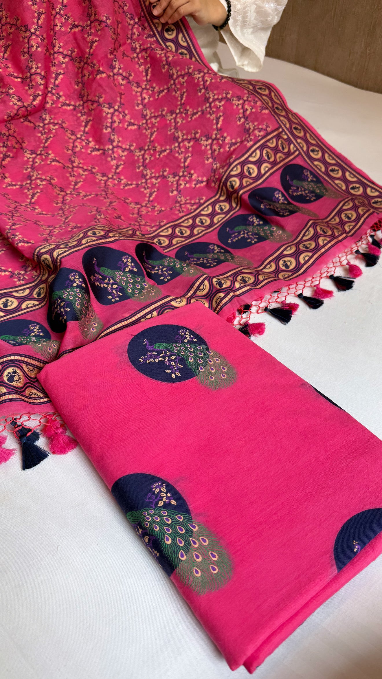 Banarasi cotton resham meenakari suit set