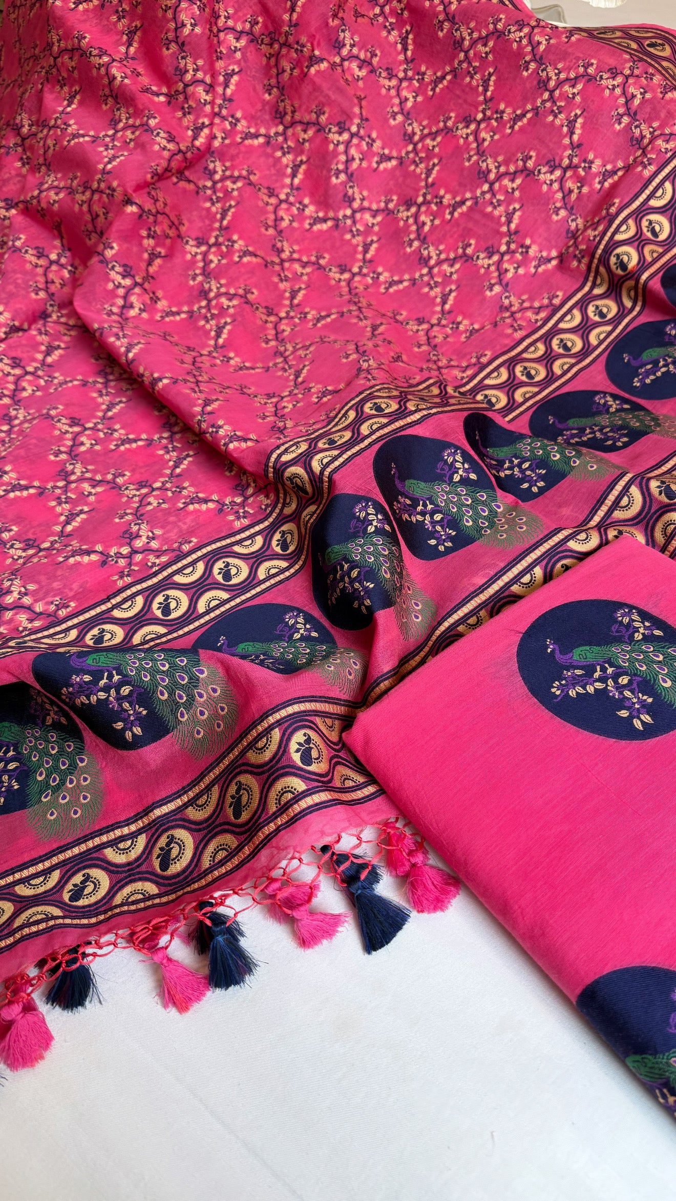 Banarasi cotton resham meenakari suit set