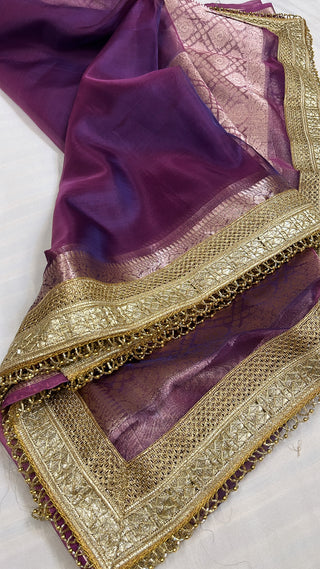 Maharani metallic purple tissue silk saree