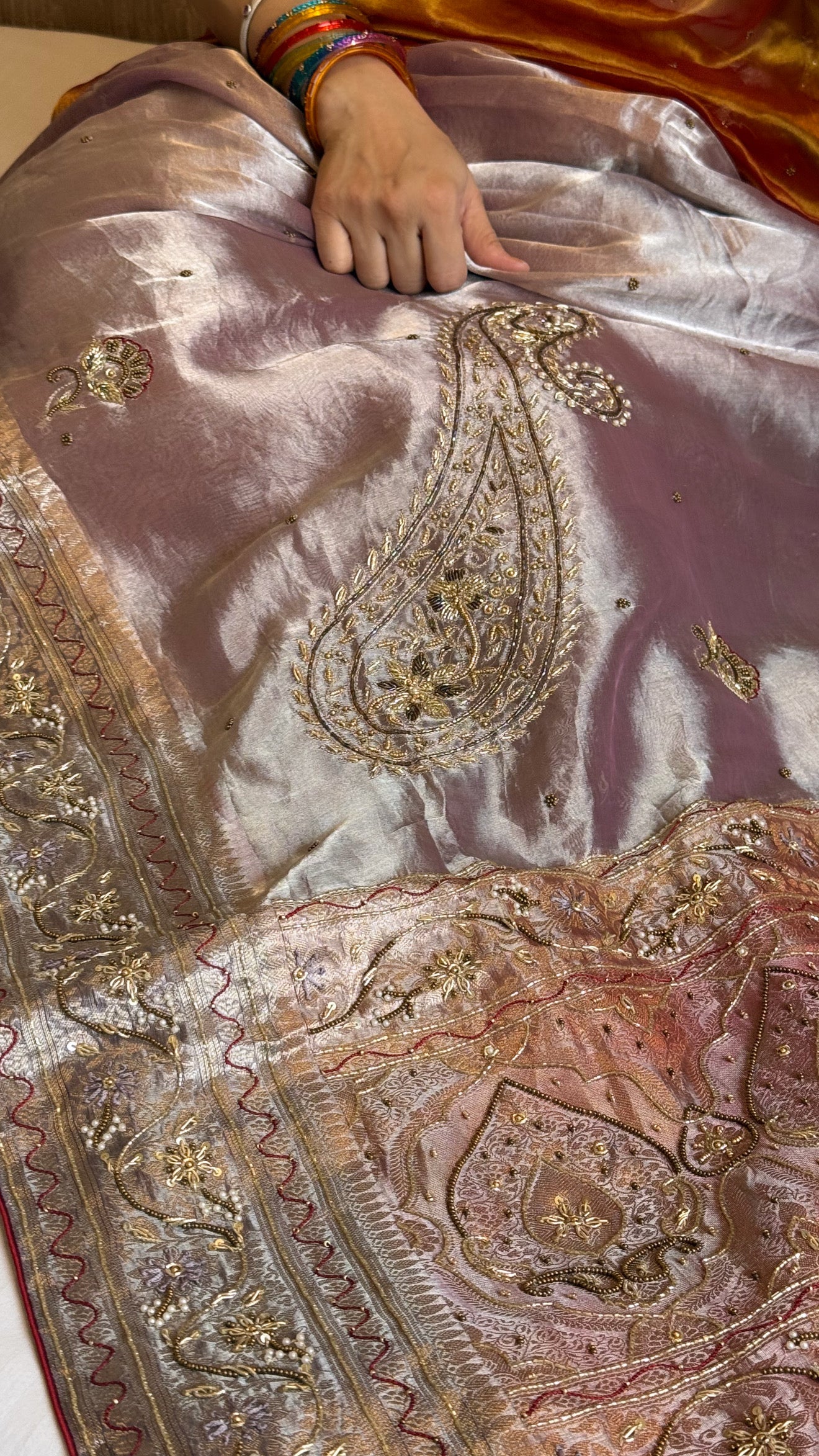 Dulhan ka gehna - Banarasi border zardozi border blush pink kadhwa hand embroidered saree