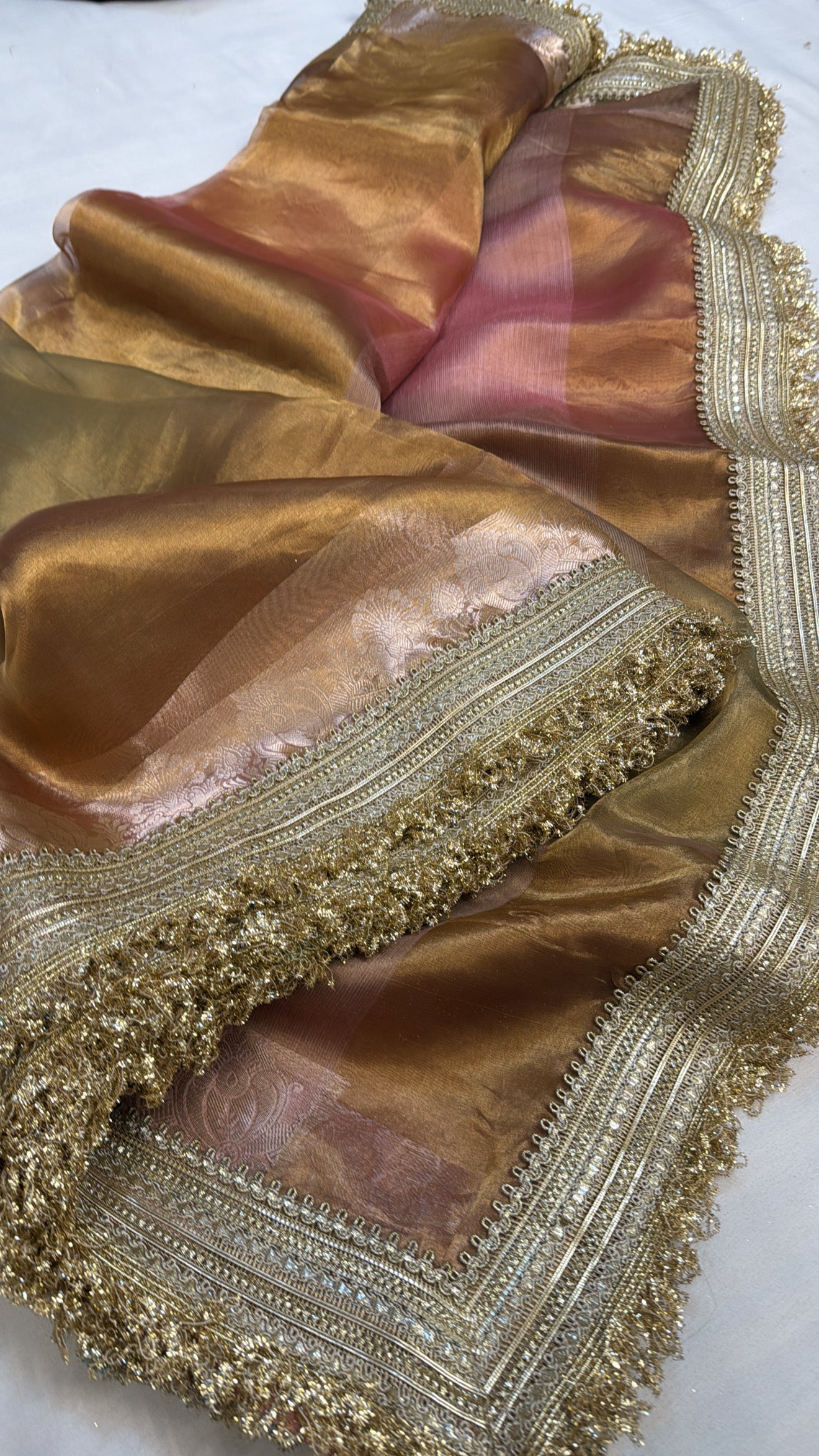 Maharani rang birangi shaded tissue silk ombre shaded saree