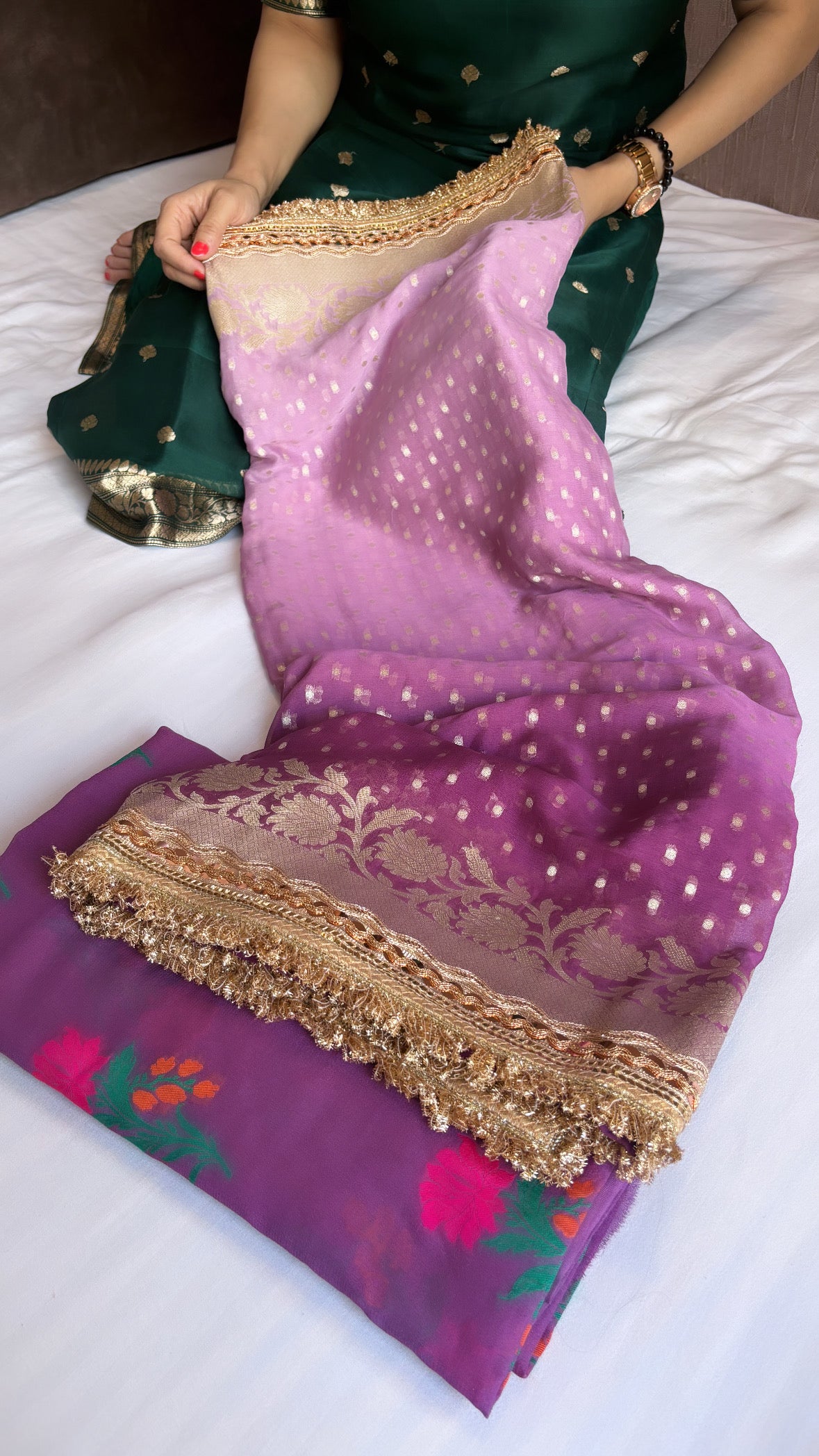 Moorni plum ombre shaded gorgette meendar kadhwa suit set