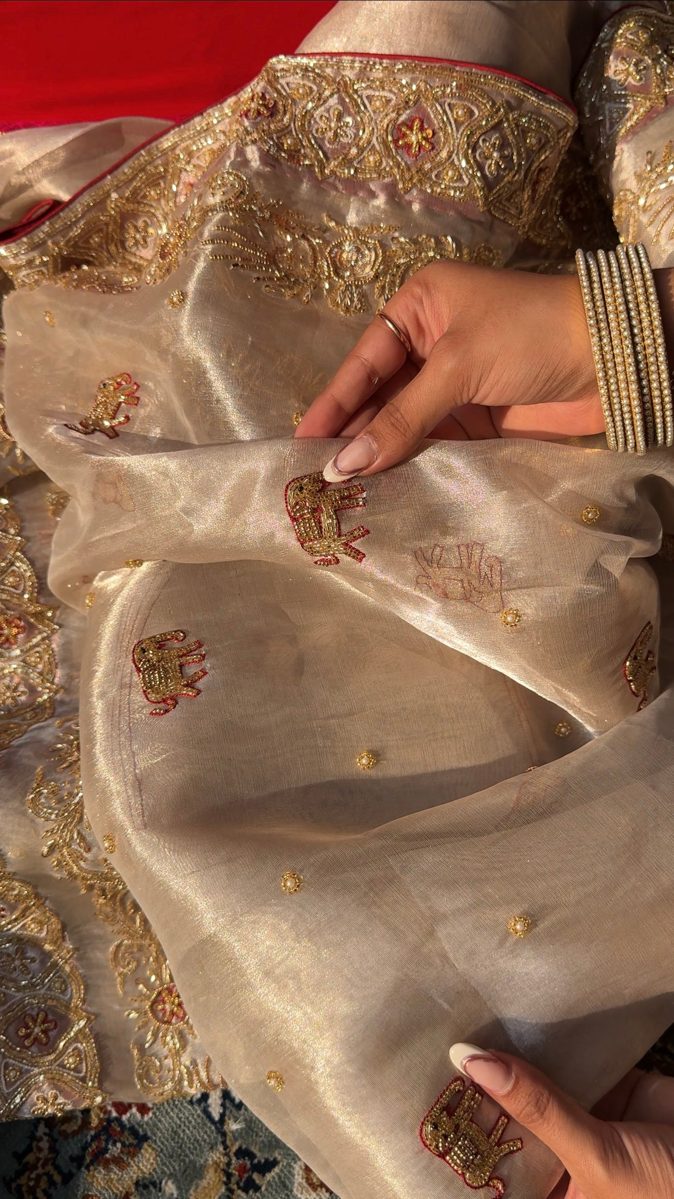 Chamkeeli edit diamond tissue silk hand embroidered kadhwa saree