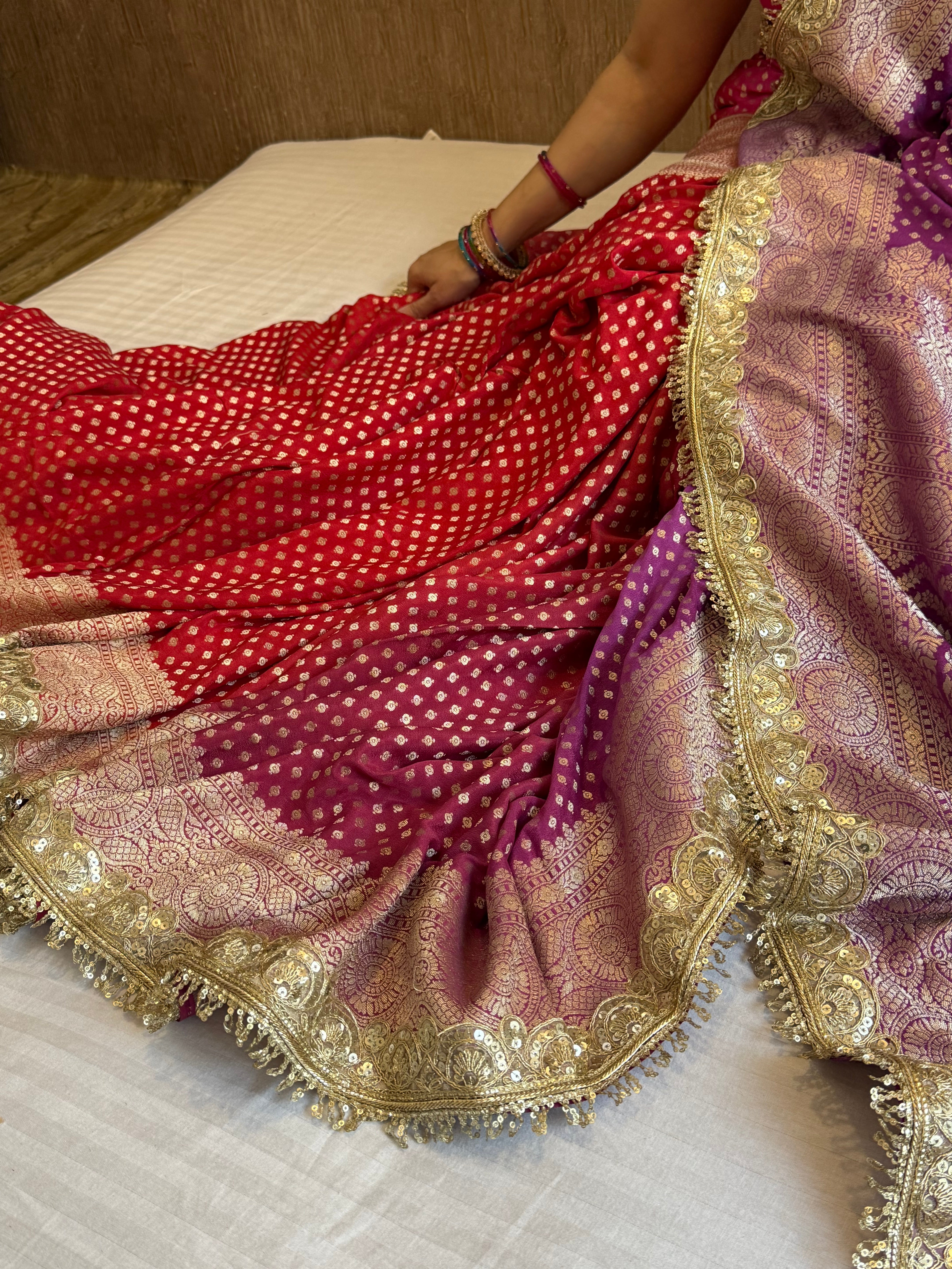 Paro banarasi chiffon gorgette kadhwa buti saree