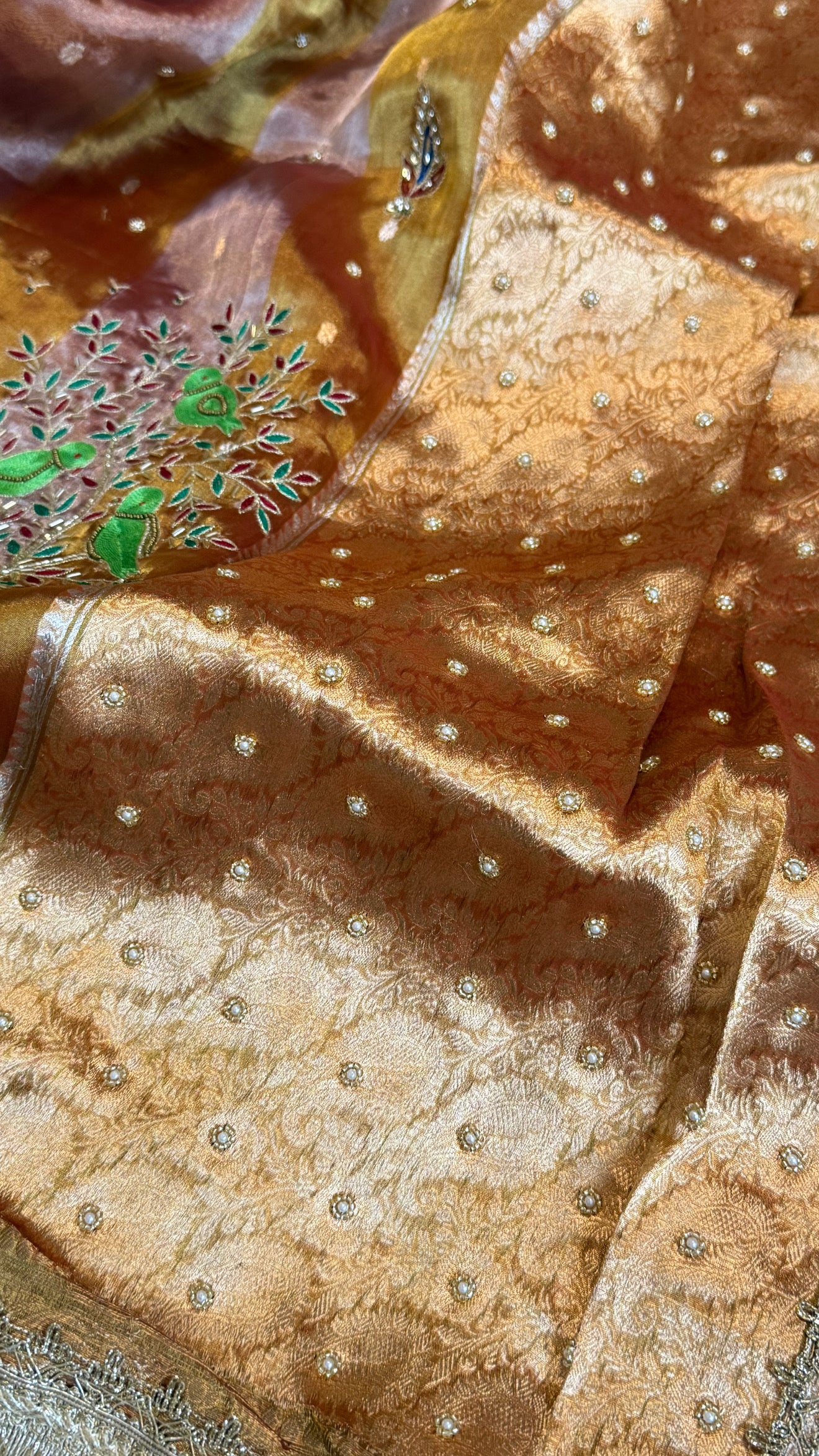 Hathi , ghoda aur palki wali saree - Husn tissue silk hand embroidered saree