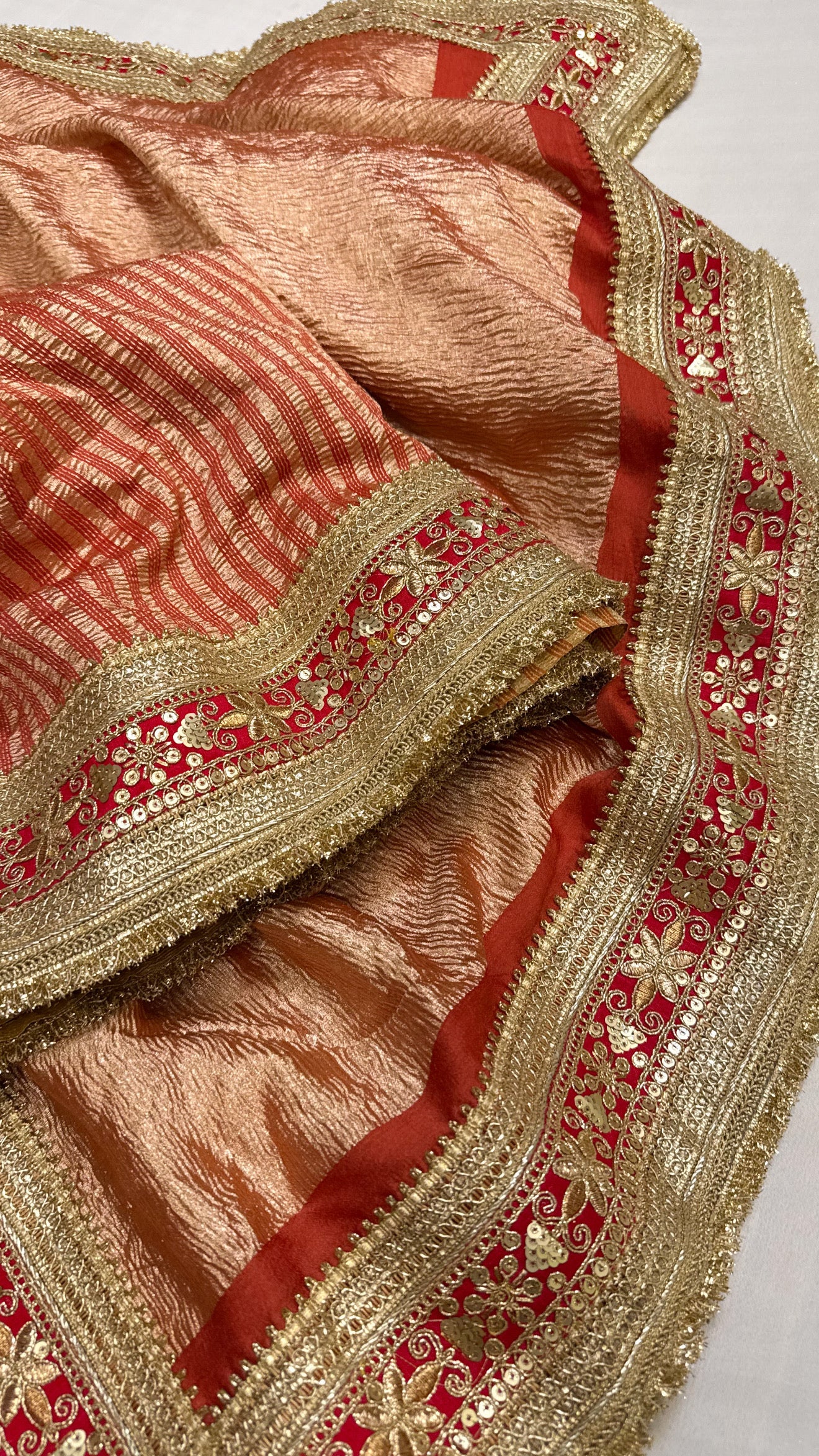 Moonga crushed tissue silk blood red saree