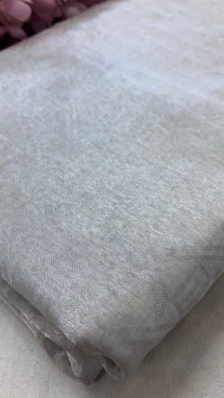 Silver tissue tanchoi silk dyeable fabric