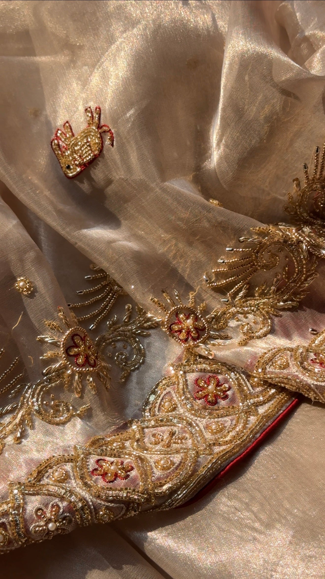 Chamkeeli edit diamond tissue silk hand embroidered kadhwa saree