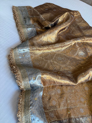 Brocade edit - Kanjivaram tissue silk heavy zardozi hand embroidered saree