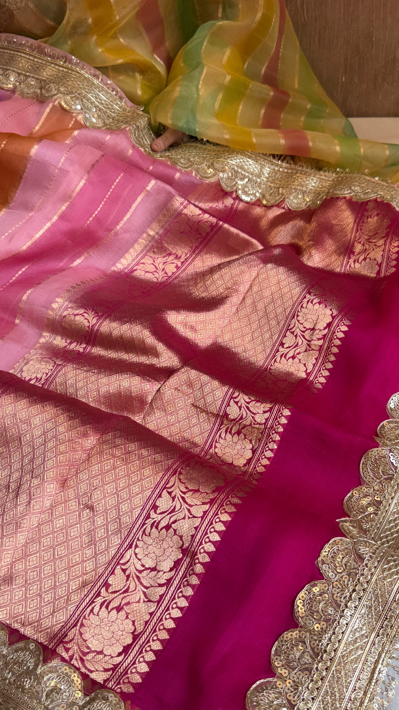 Rangeela edit kora silk striped rangkaat kadhwa weaving saree