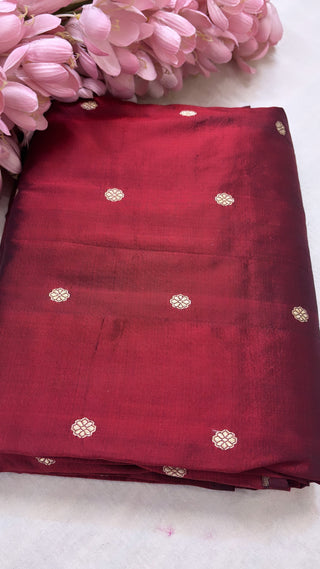 Maroon katan silk kadhwa fabric