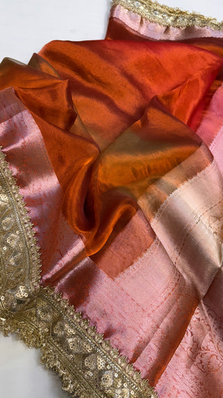 Maharani rang-birangi multicolour shaded tissue silk saree