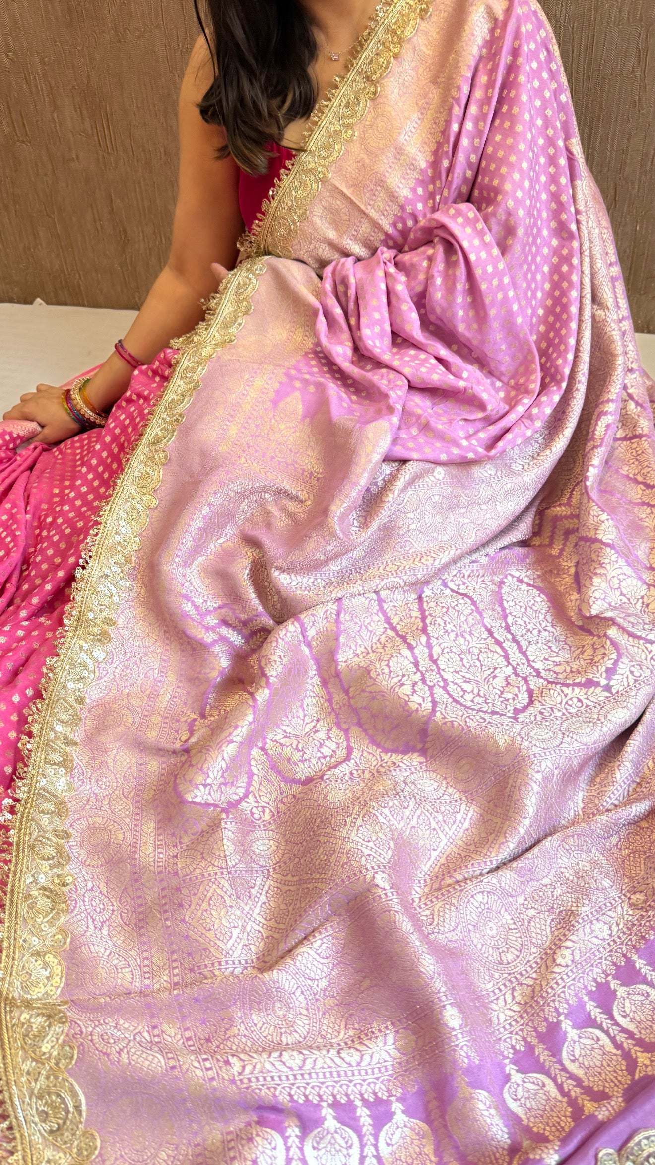 Paro banarasi chiffon gorgette banarasi kadhwa buti saree