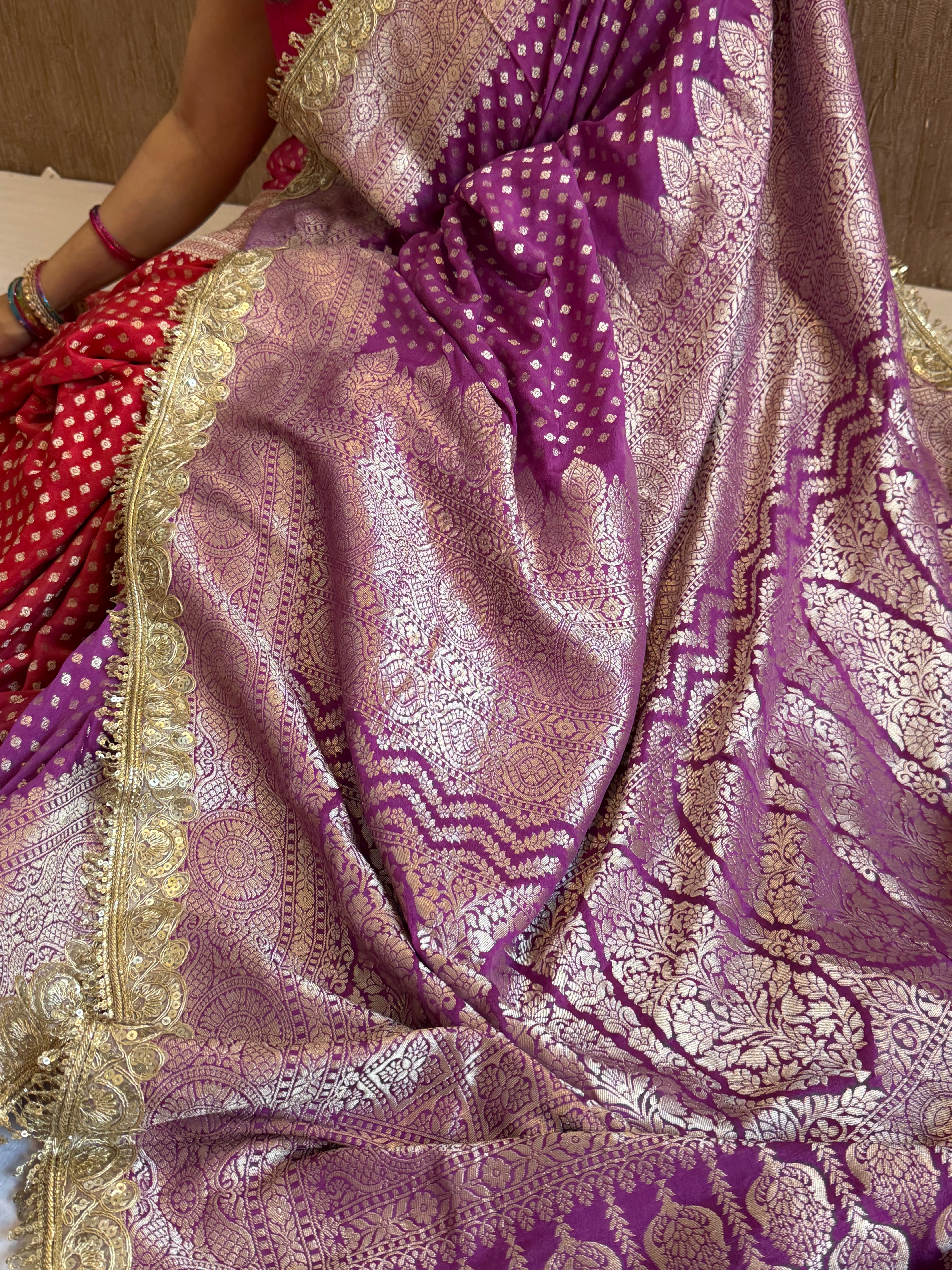 Paro banarasi chiffon gorgette kadhwa buti saree