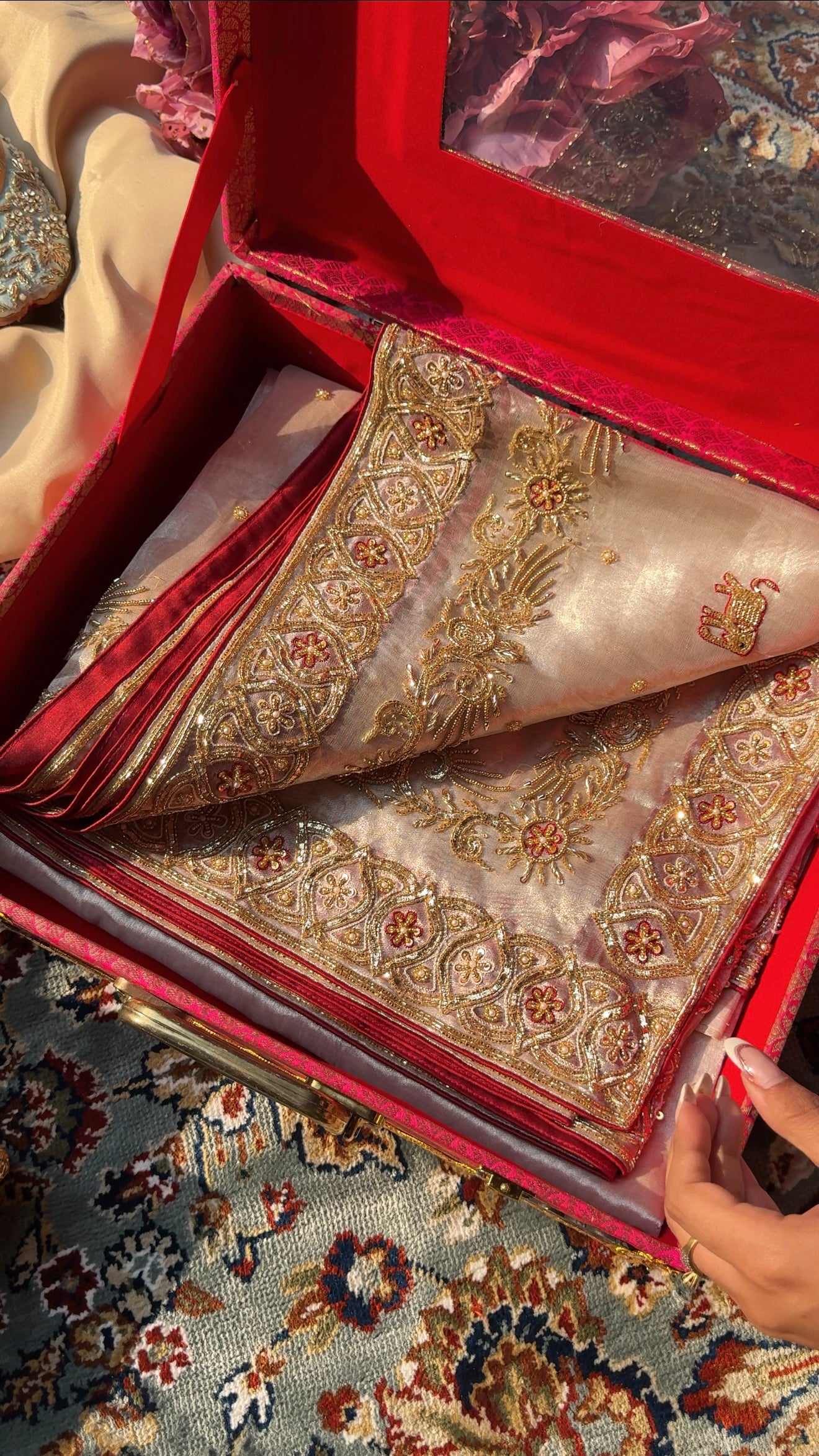 Chamkeeli edit diamond tissue silk hand embroidered kadhwa saree