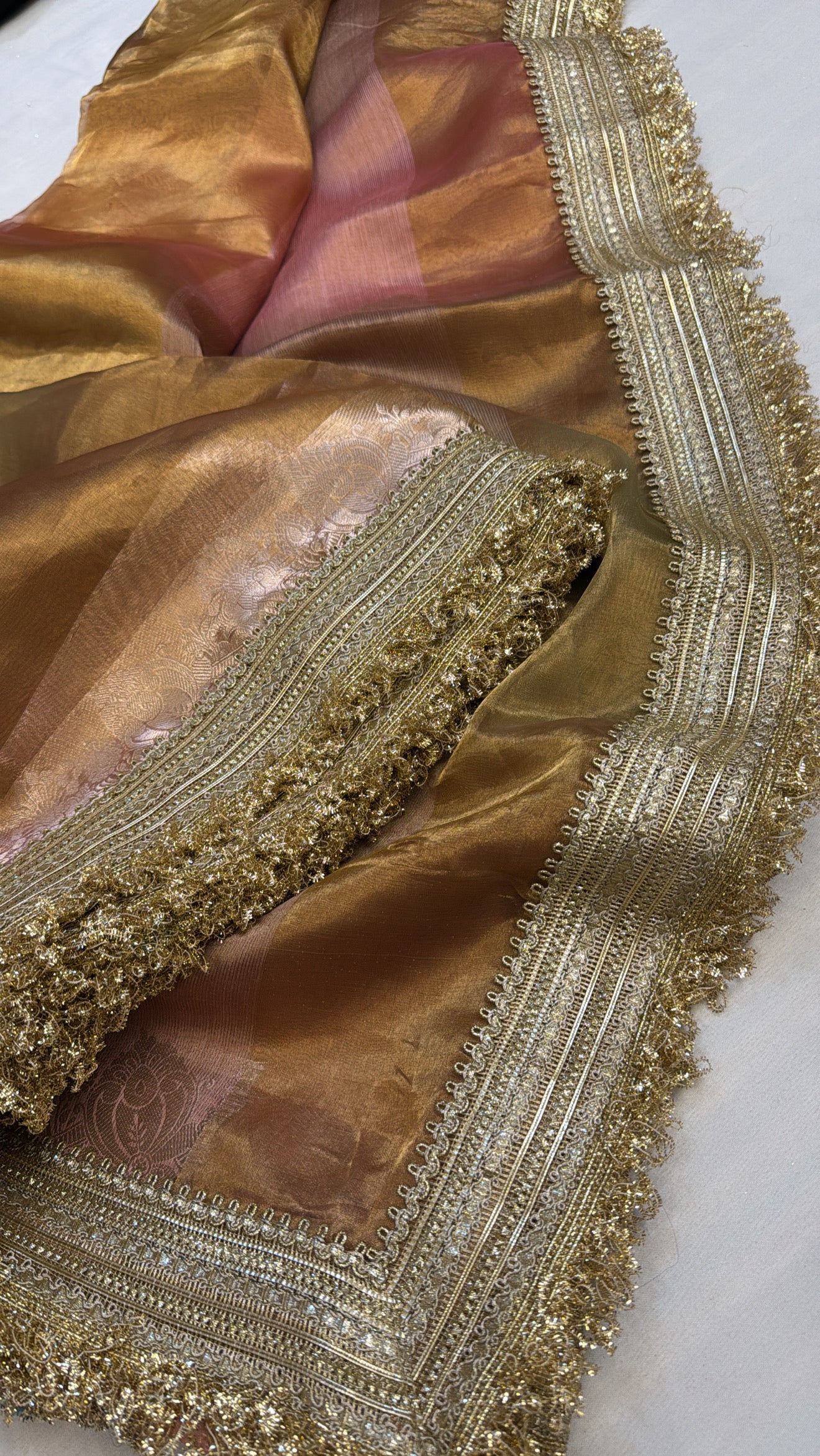 Maharani rang birangi shaded tissue silk ombre shaded saree
