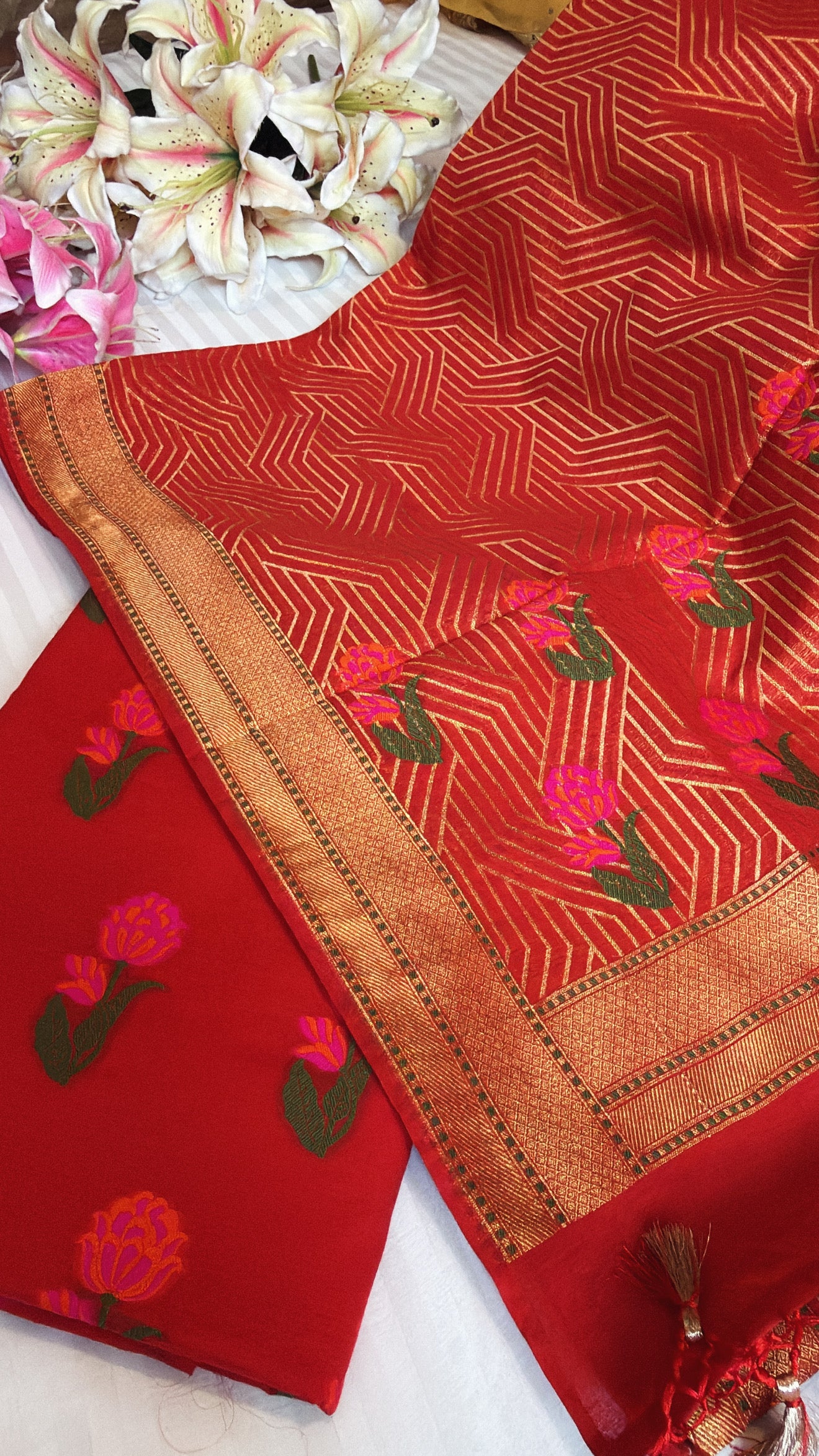 Banarasi cotton silk kadhwa meenakari suit set