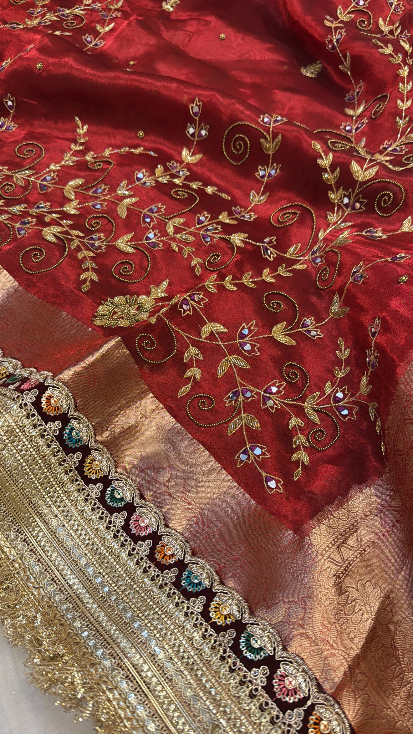 Dulhan ki maa wali sarees - Husn tissue silk hand embroidered kadhwa saree