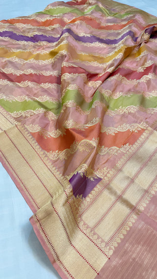 Rangkaat katan silk tissue kadhwa jungla meenakari heavy duppata