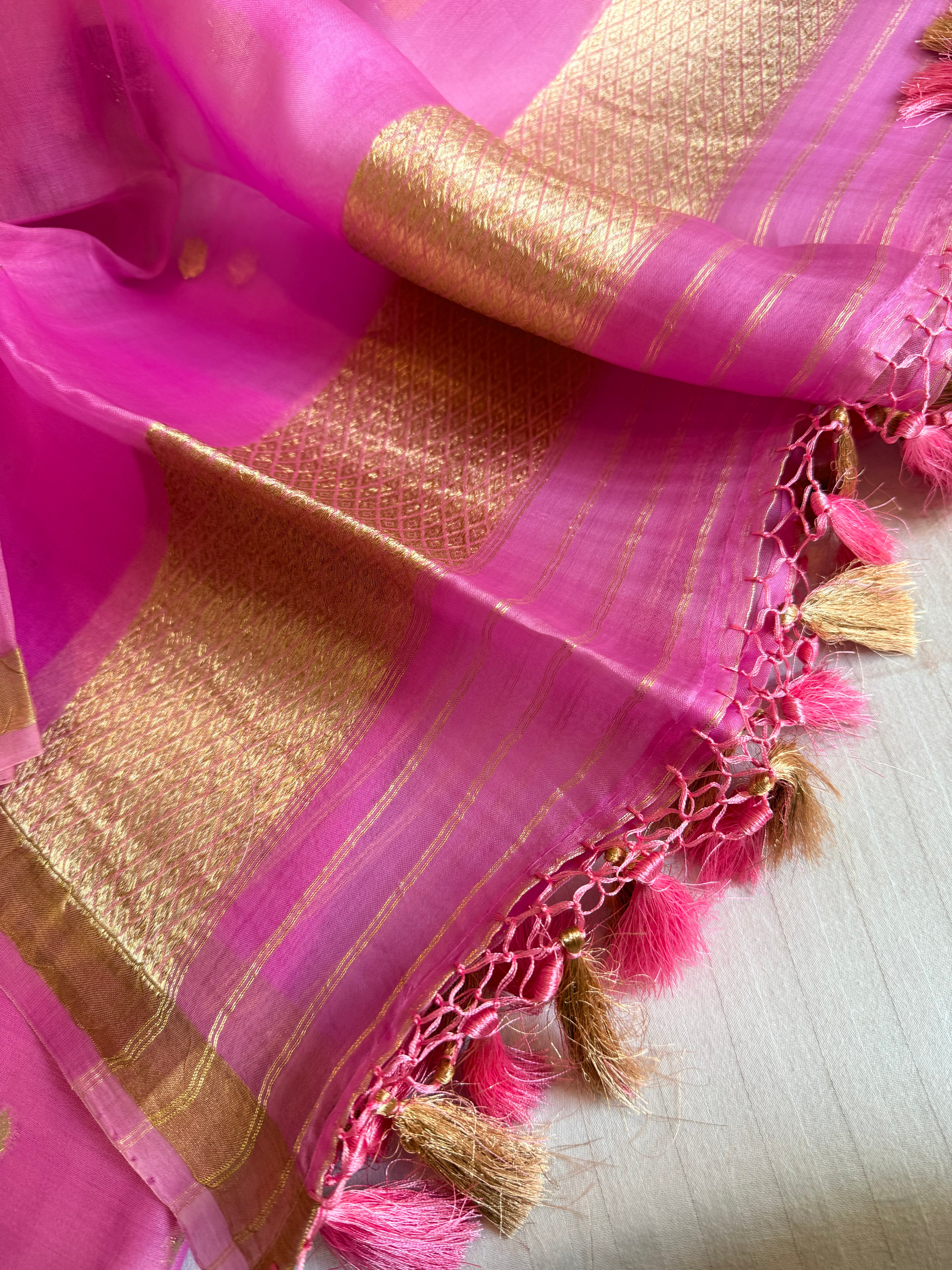 Summer suit sets - Spun chiniya silk kadhwa buti kora silk duppata suit sets