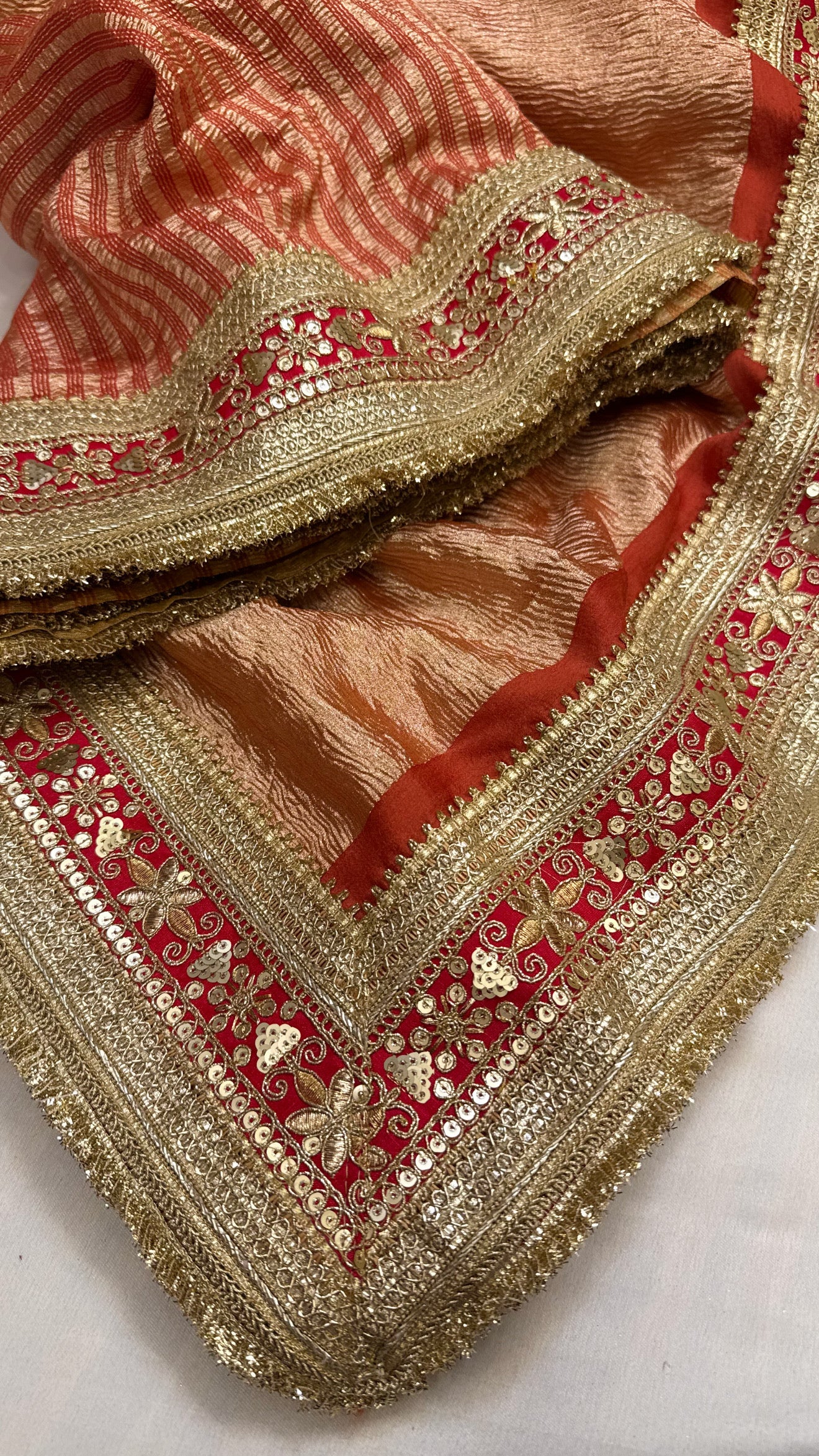 Moonga crushed tissue silk blood red saree
