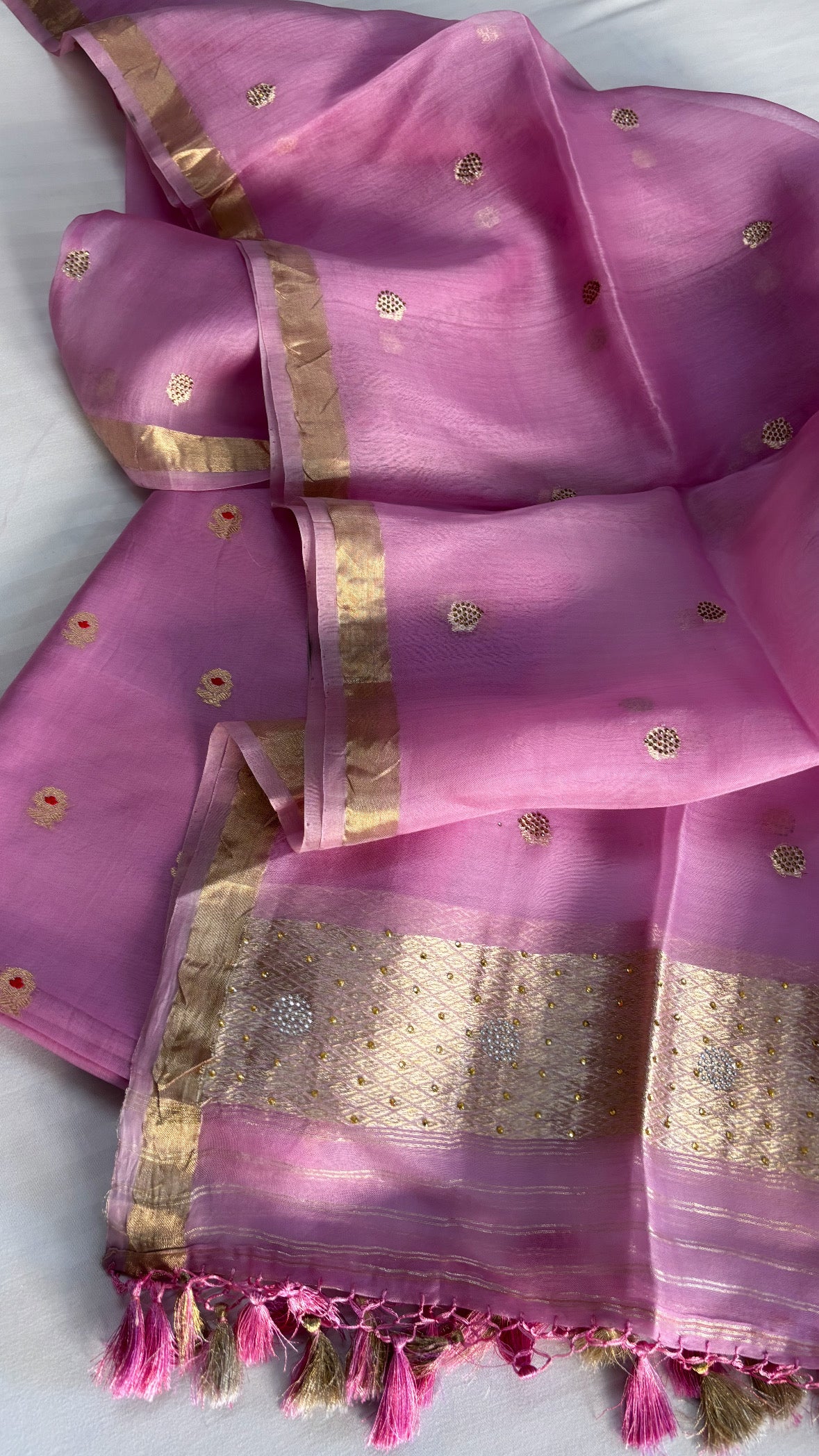 Sitara stonework kora silk kadhwa suit sets