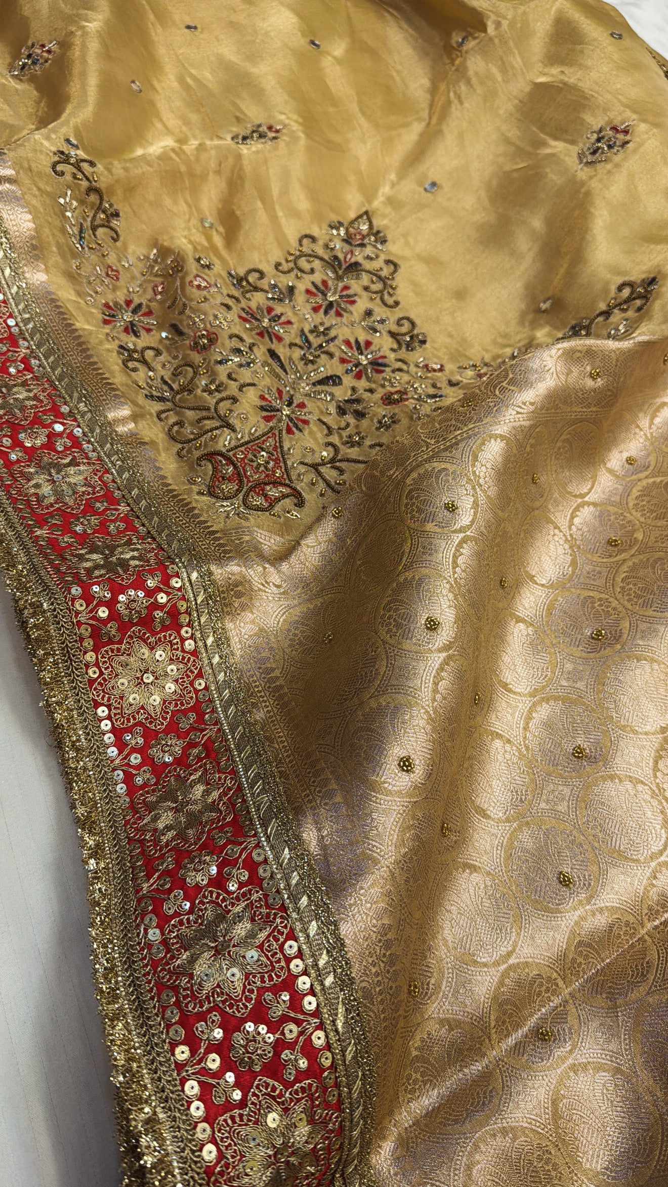 Wedding edit - Husn butter gold tissue silk meenakari hand embroidered saree